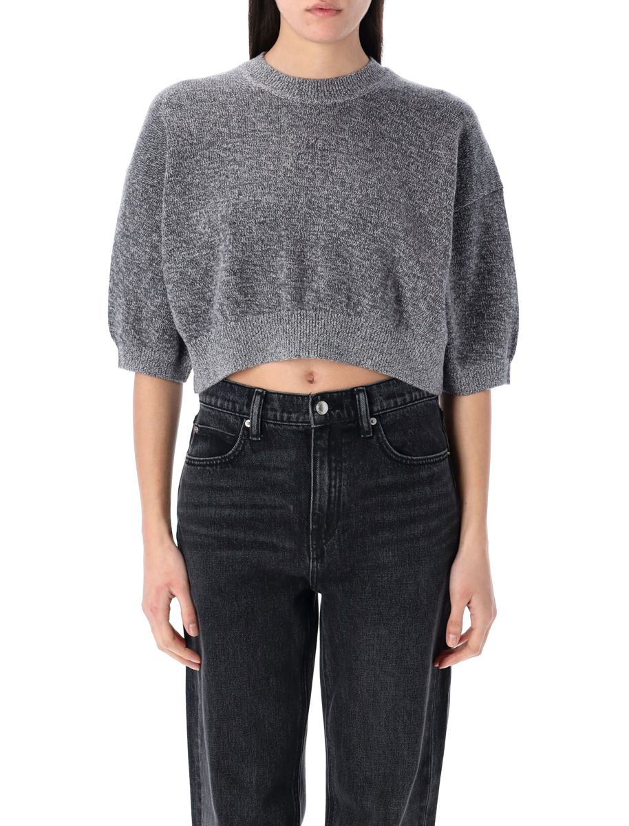 T by Alexander Wang Logo压花高频短款毛衣