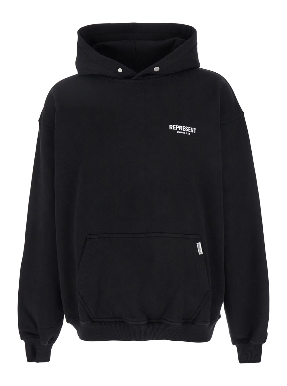 REPRESENT Black Hoodie With Logo Lettering Detail On The Front And Maxi Logo Print On The Rear In Cotton Man