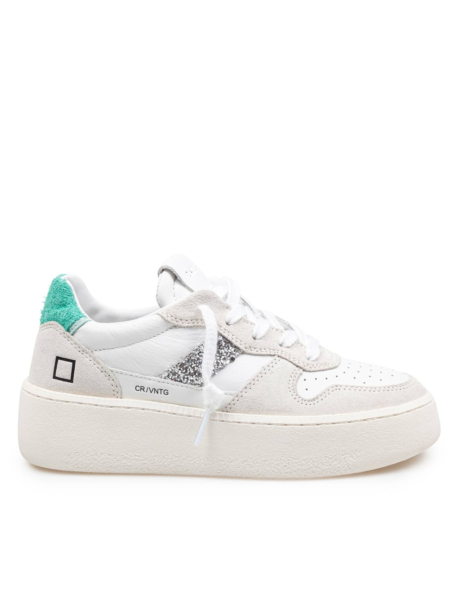 D. A.T. E. D. a.t. e Sneakers Court Platform In Leather And Suede White And Green