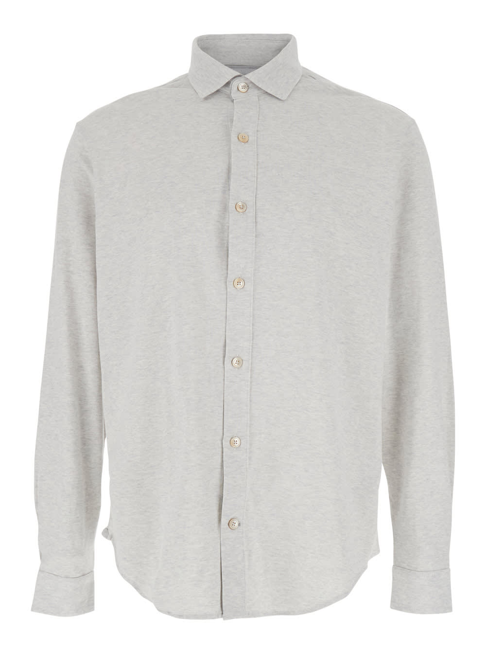 Eleventy Grey Shirt With Classic Collar In Cotton Man