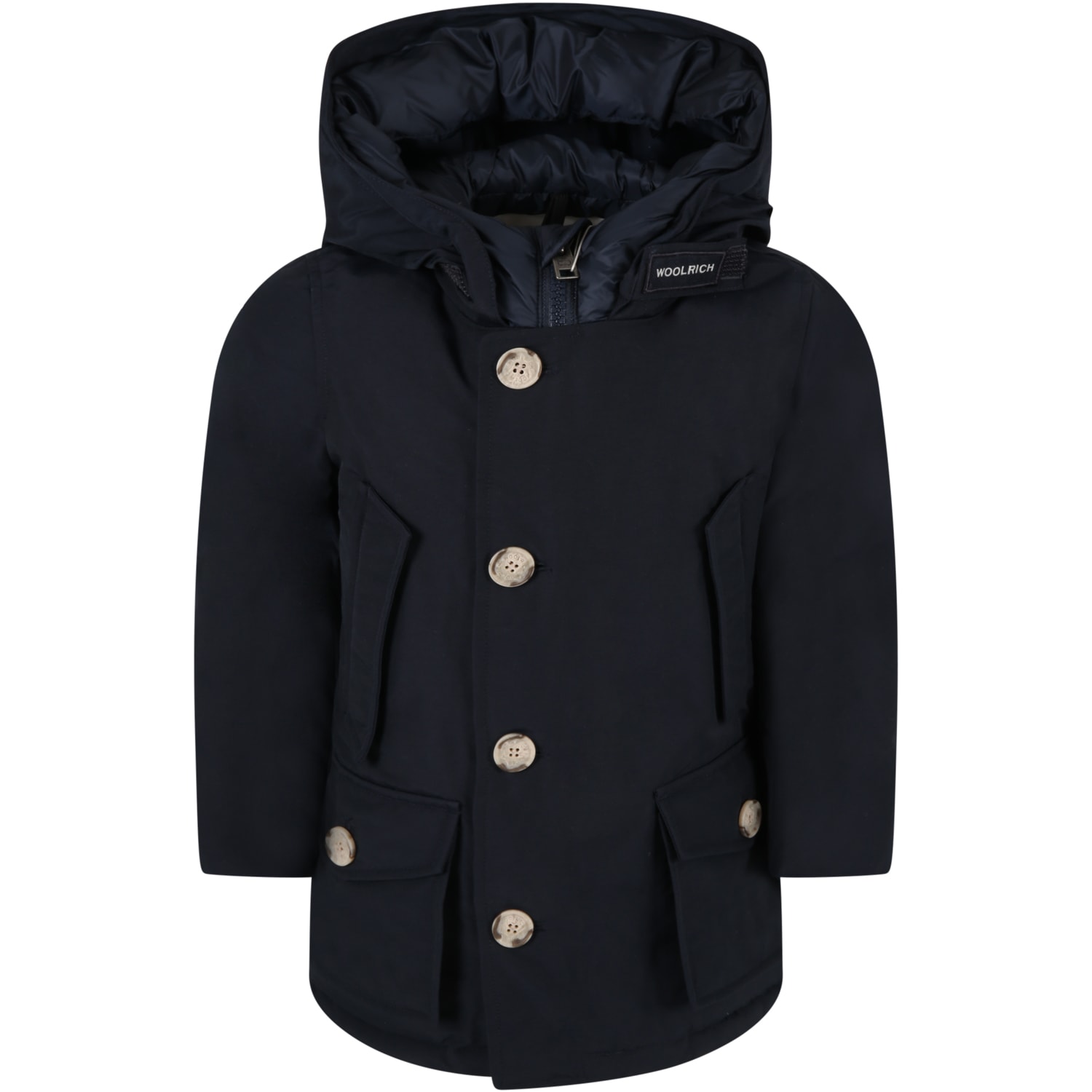 Woolrich Blue Jacket For Boy With Logo