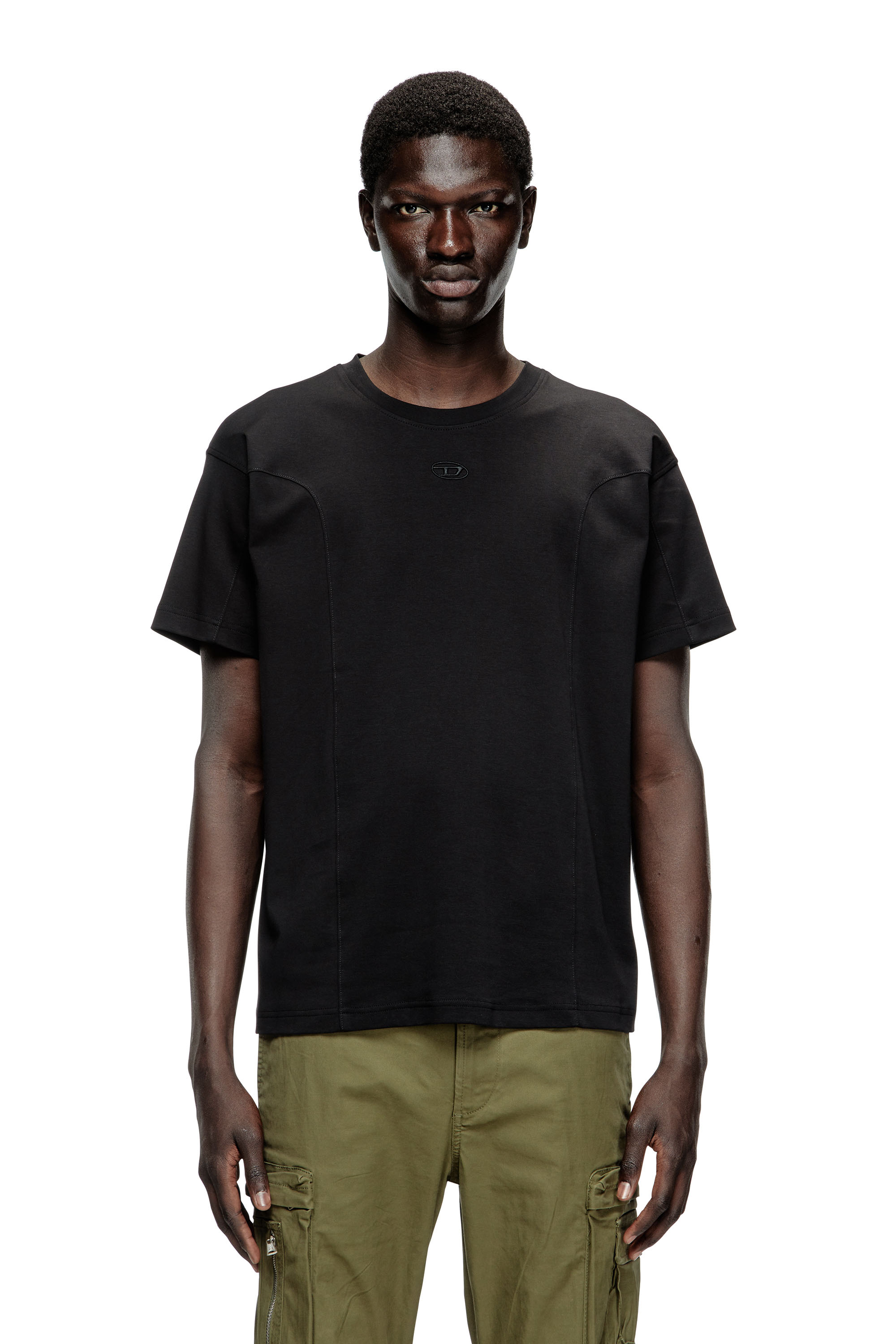 Diesel - Short-sleeve T-shirt with panels - T-Shirts - Man - Black