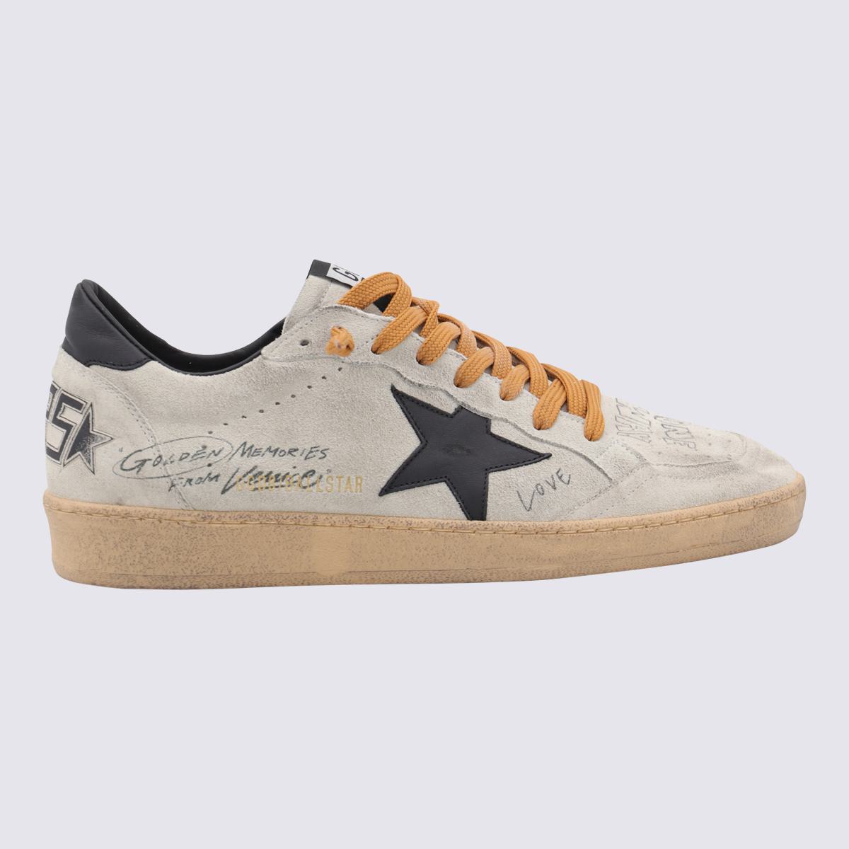 Golden Goose Grey And Black Leather Ball Star Sneakers