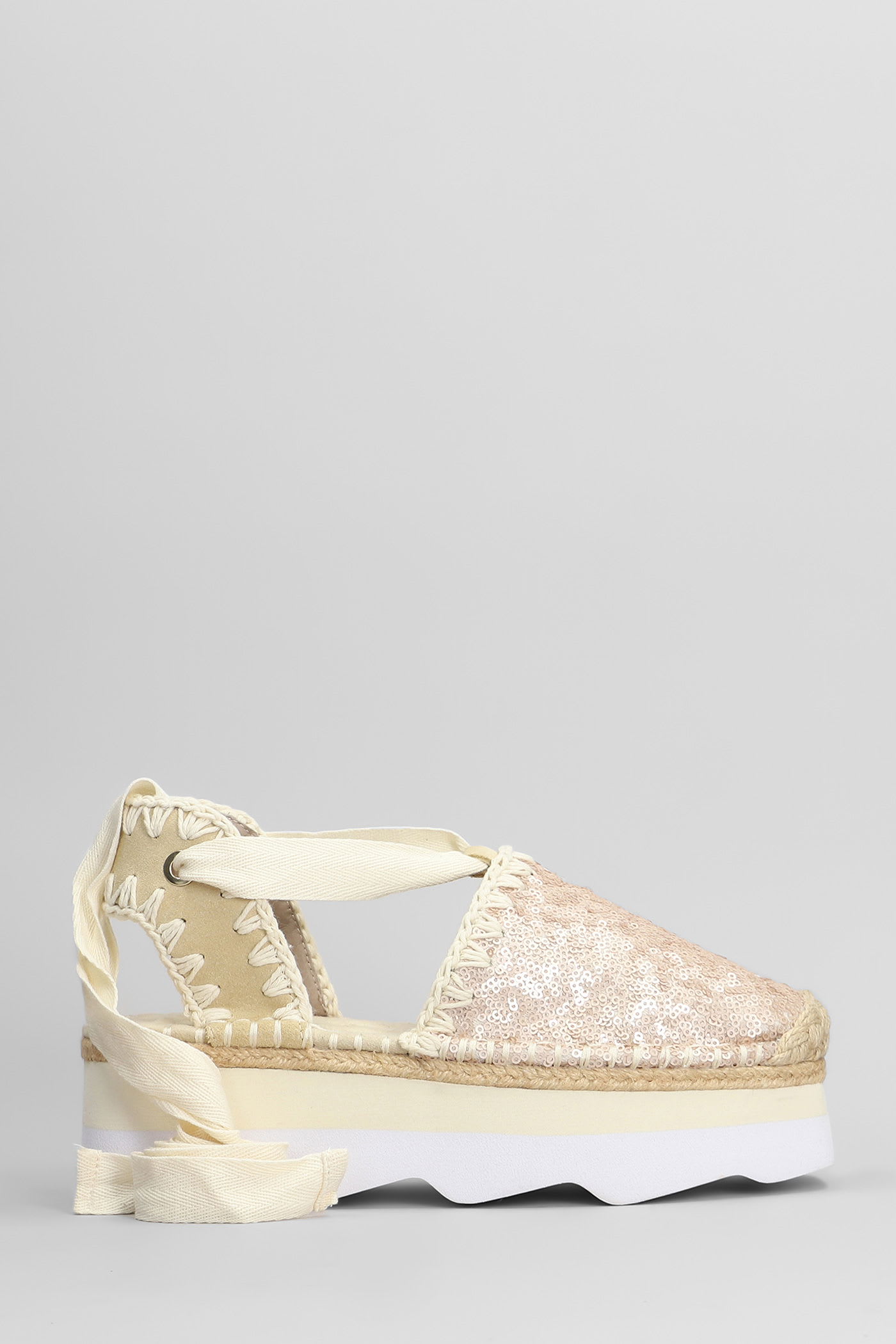 Mou Espa Sandal Espadrilles In Rose-pink Leather
