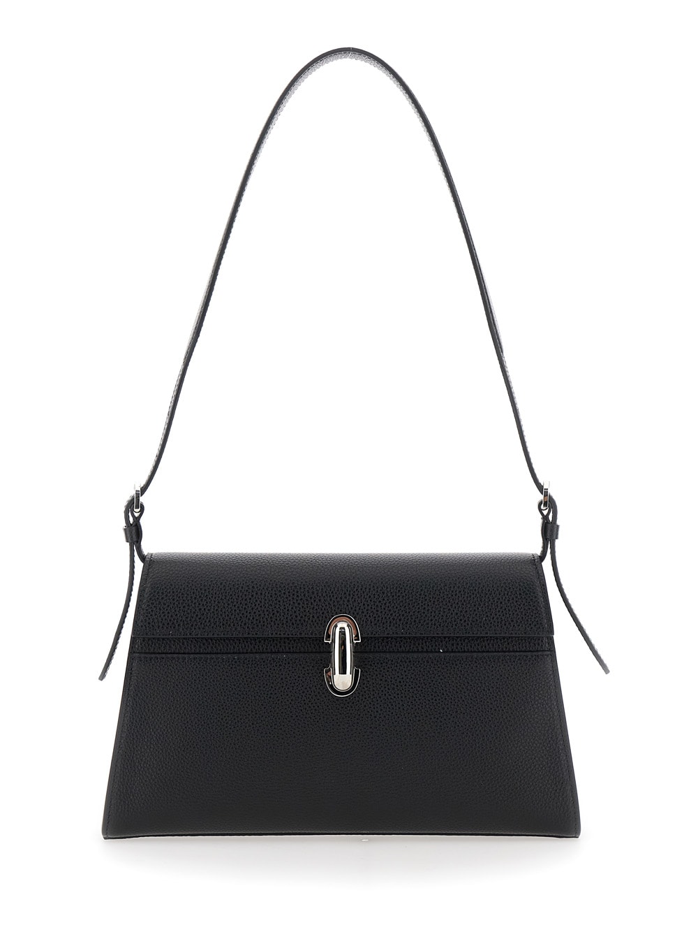 Savette simmetry Black Shoulder Bag With Swivel Closure And Removable Shoulder Strap In Hammered Leather Woman