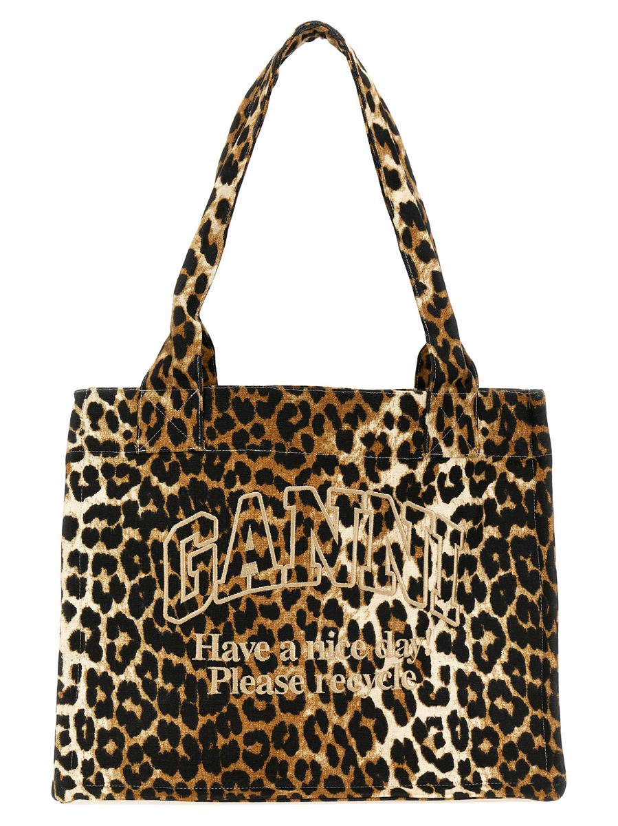 Ganni Shopping Leopard Embroidery Logo