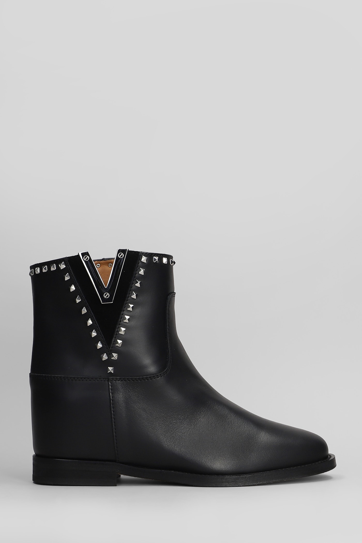 Via Roma 15 Ankle Boots Inside Wedge In Black Leather