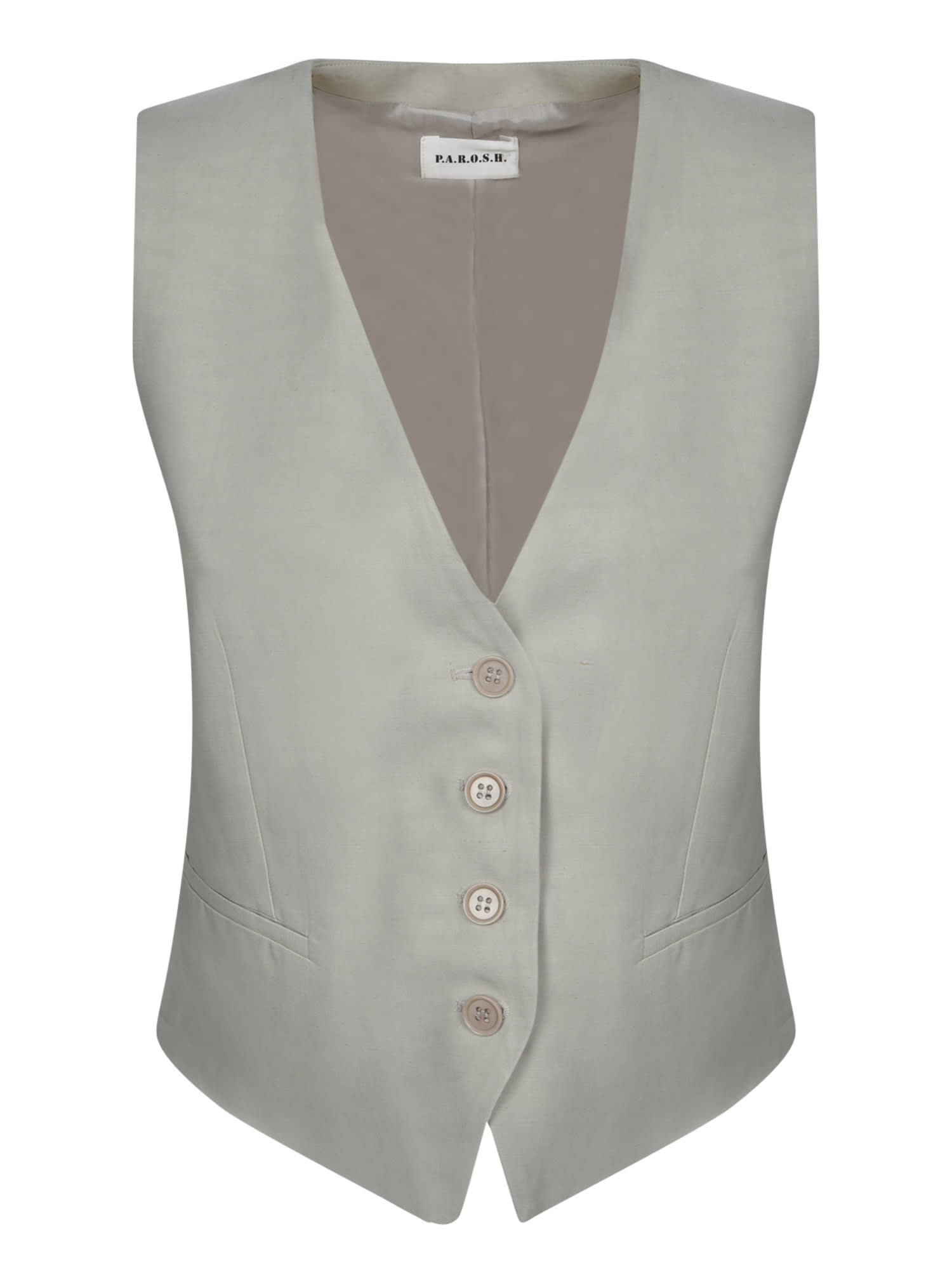 Parosh Grey Linen And Viscose Vest