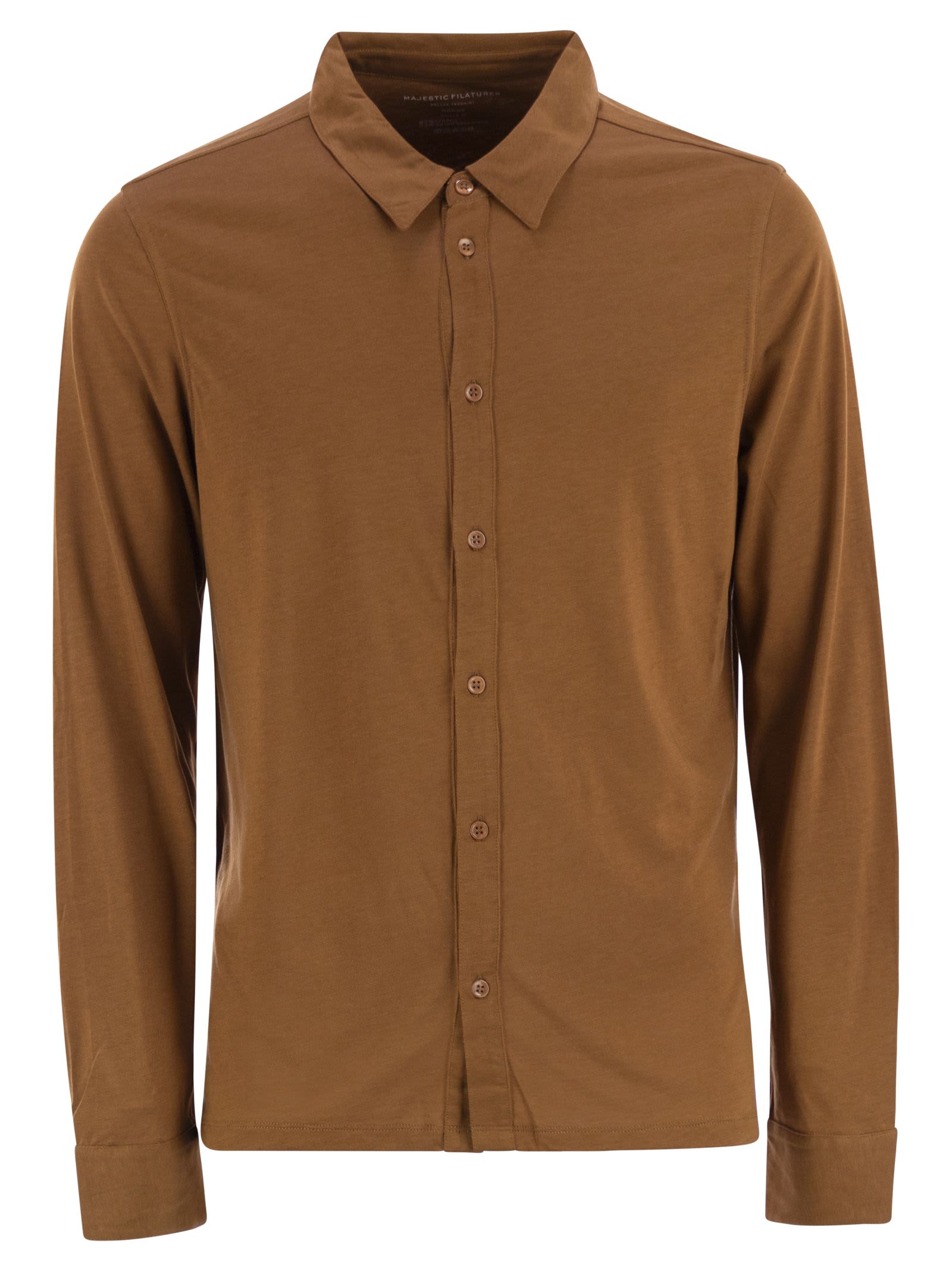 Majestic Filatures Long-sleeved Lyocell And Cotton Shirt