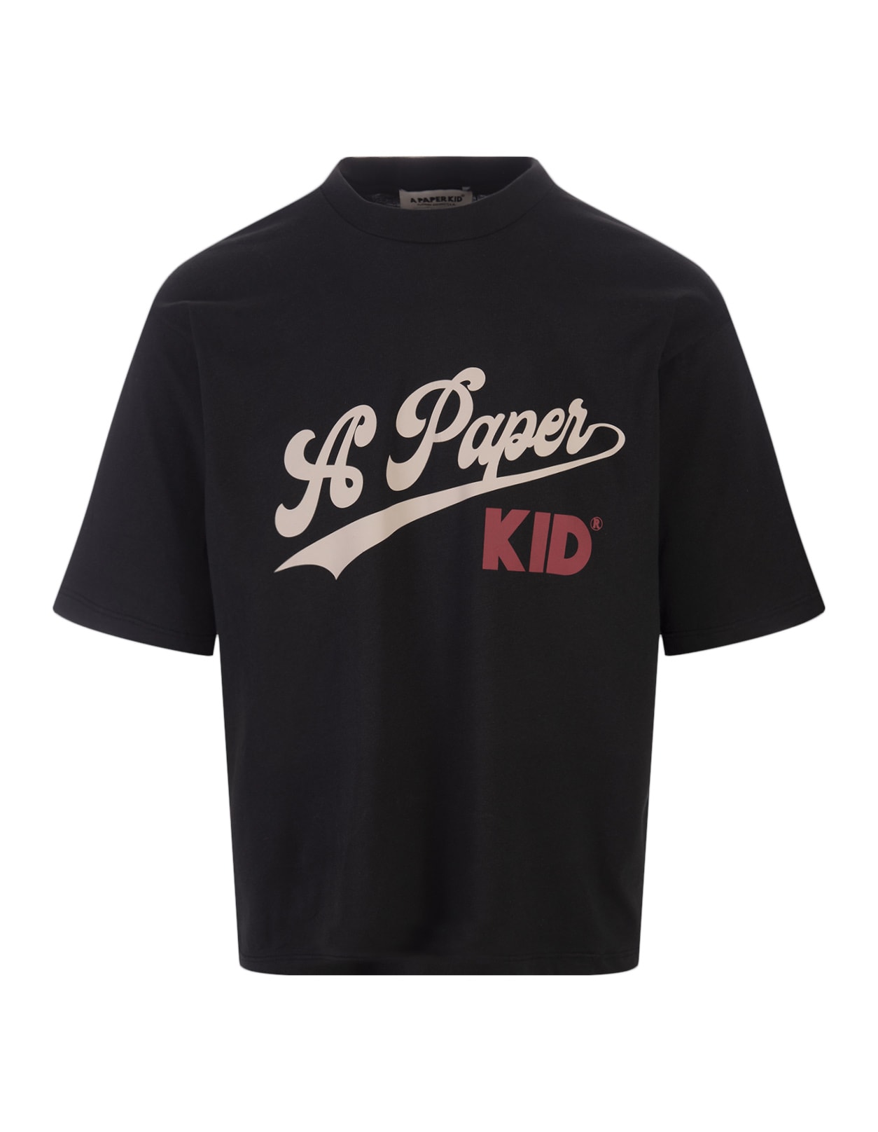 A Paper Kid Black T-shirt With Graphic Print