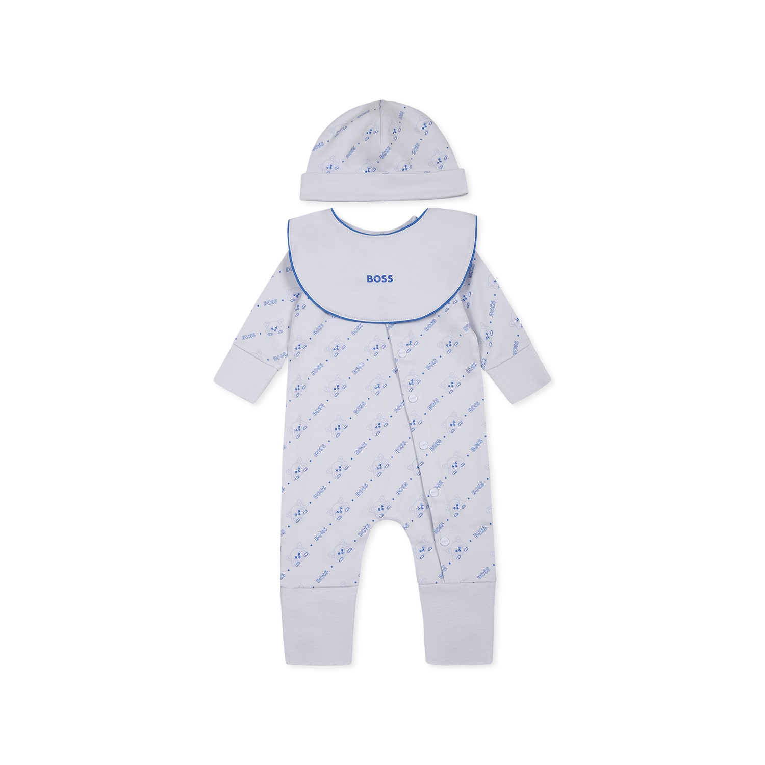 Hugo Boss Light Blue Babygrow Set For Baby Boy With Logo
