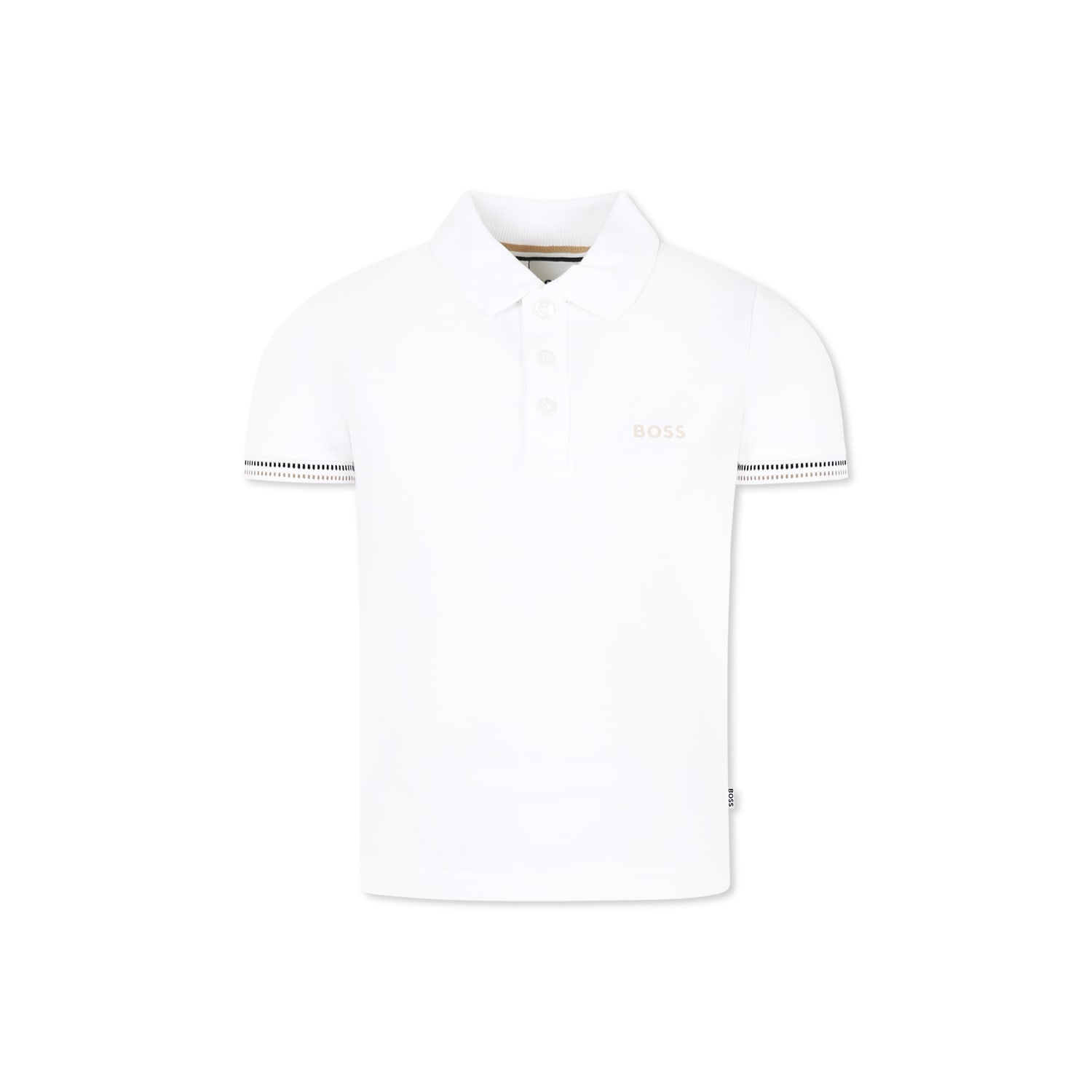 Hugo Boss White Polo Shirt For Boy With Logo
