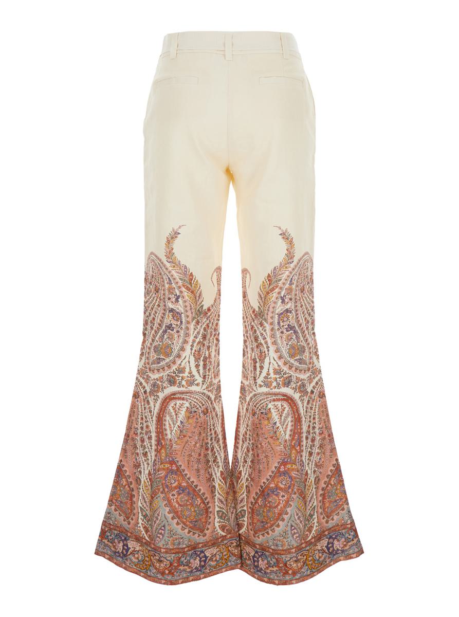 'Rhiannon' Multicolor Flared Pants With Drawstring Waist And Paisley Print In Cotton Woman