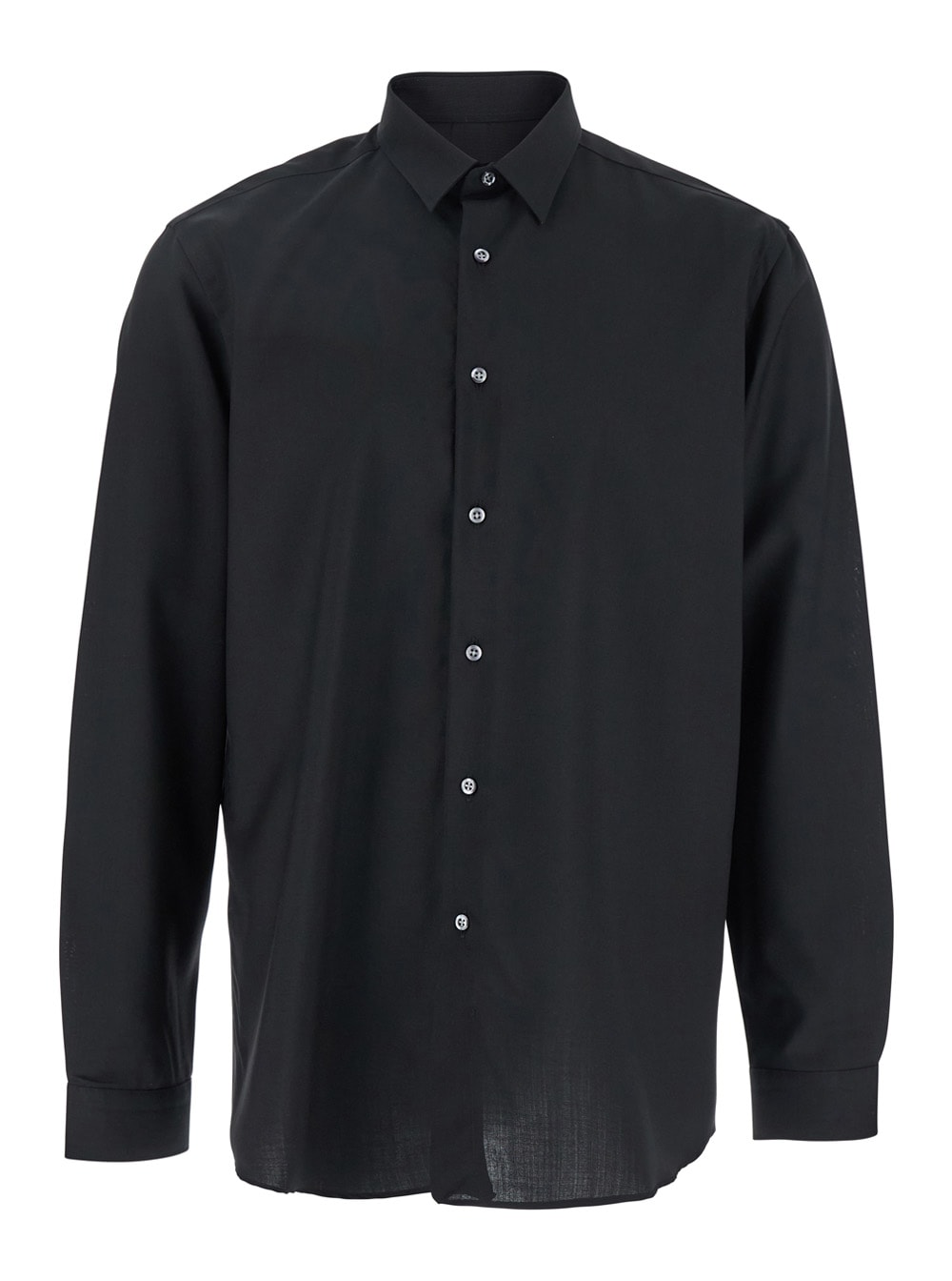 Low Brand Black Shirt With Classic Collar And Button Closure In Fabric Man