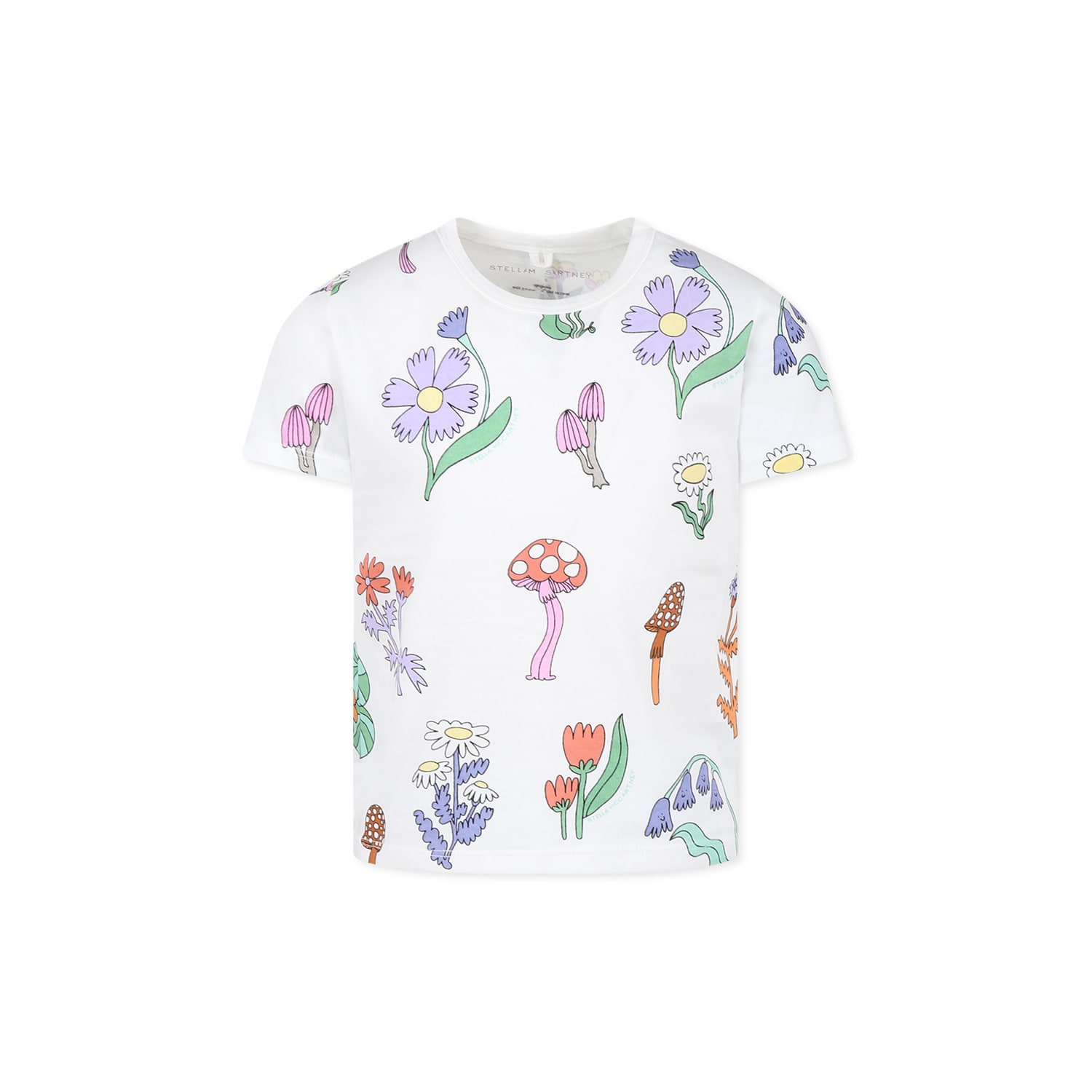 Stella McCartney Kids White T-shirt For Girl With Flowers