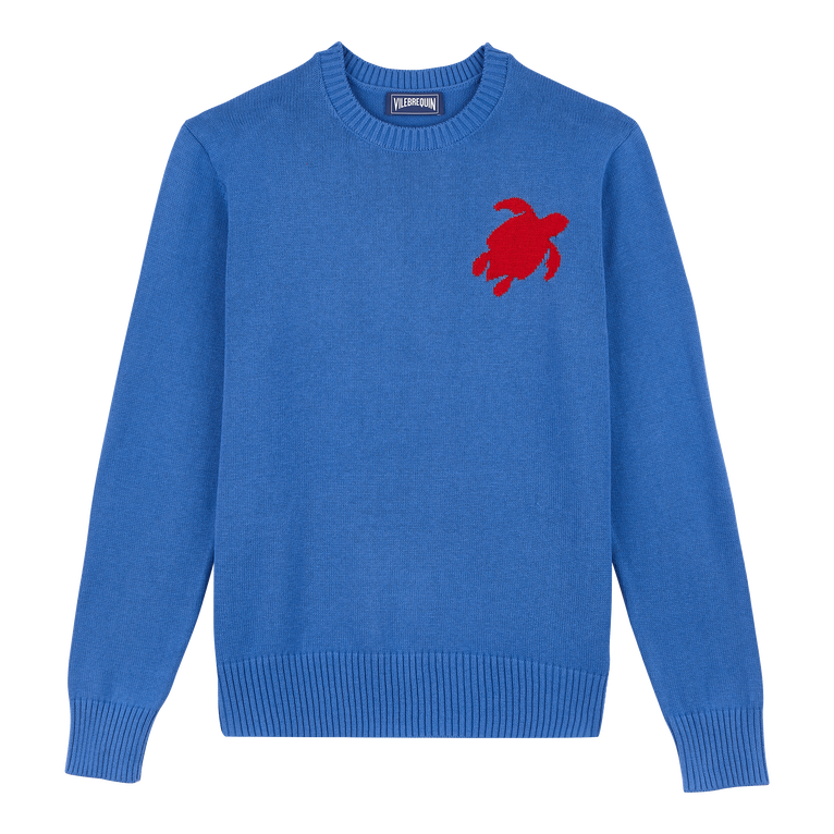 Vilebrequin Men Cotton And Cashmere Crewneck Sweater Turtle - Rayol - Blue - Size XXXL