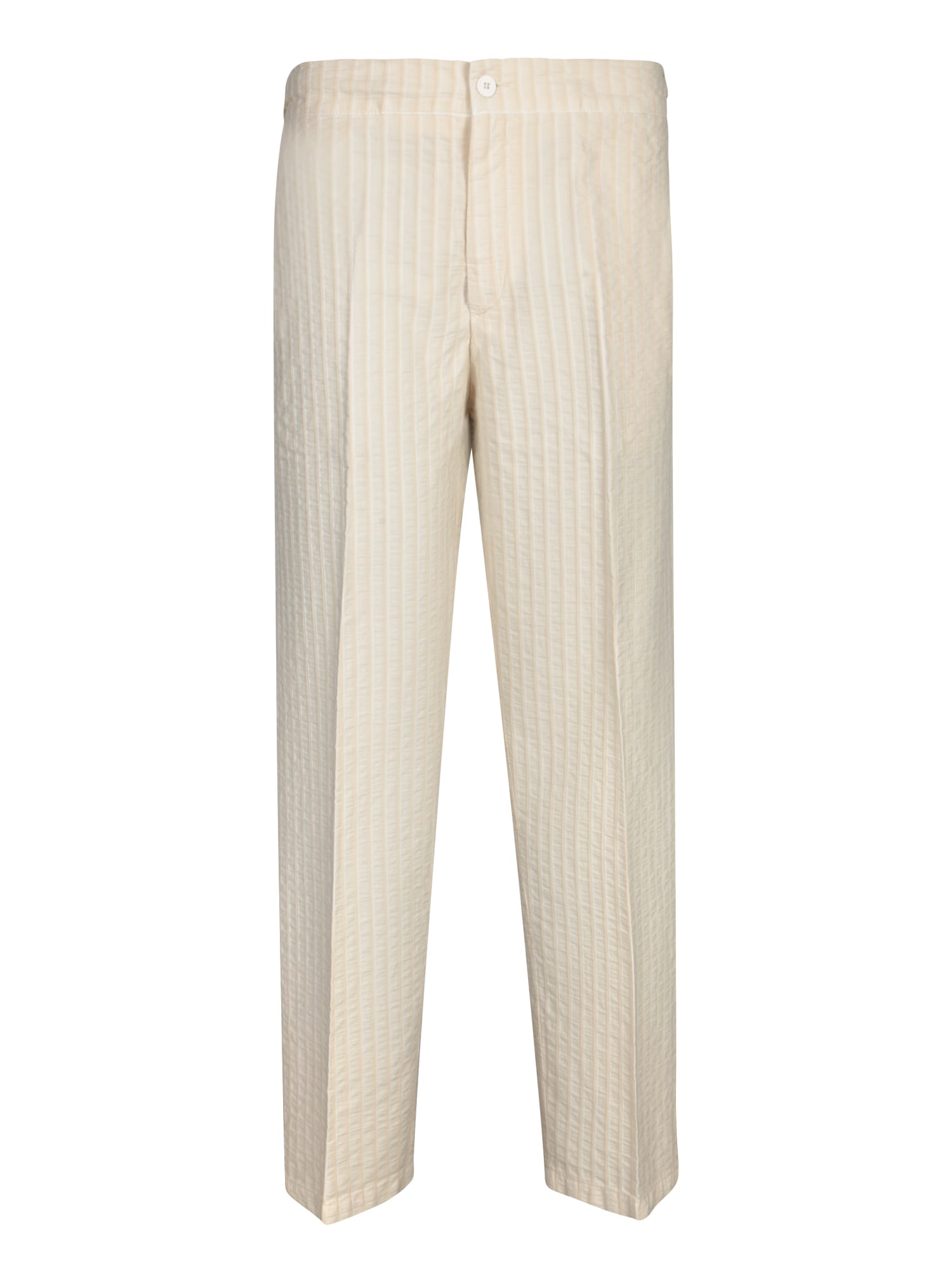 costumein Cream Striped Cotton Trousers