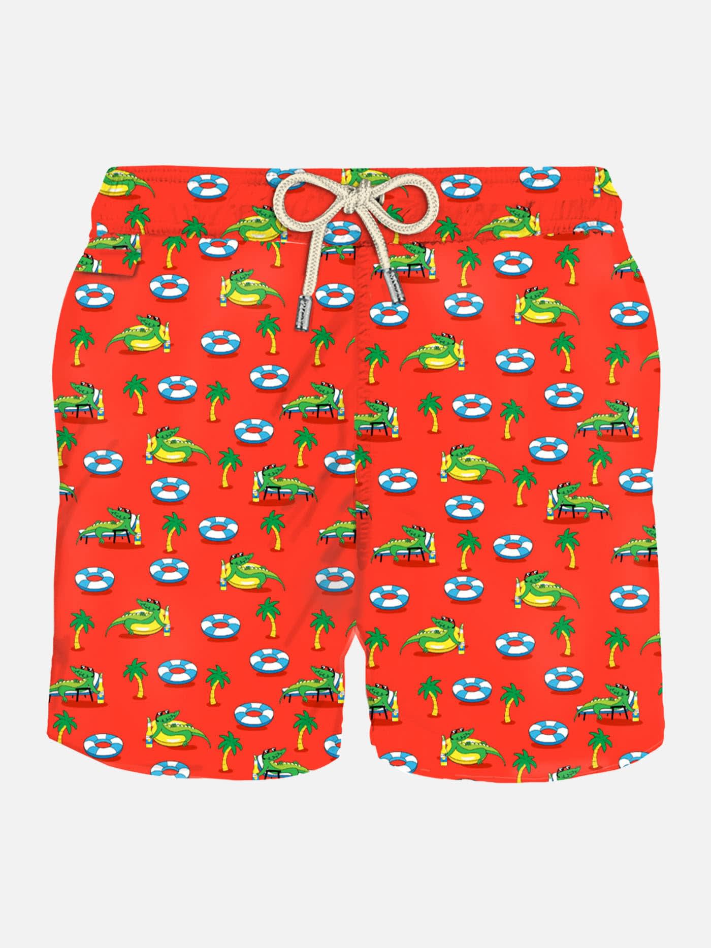 MC2 Saint Barth Man Light Fabric Swim Shorts With Crocodile Print