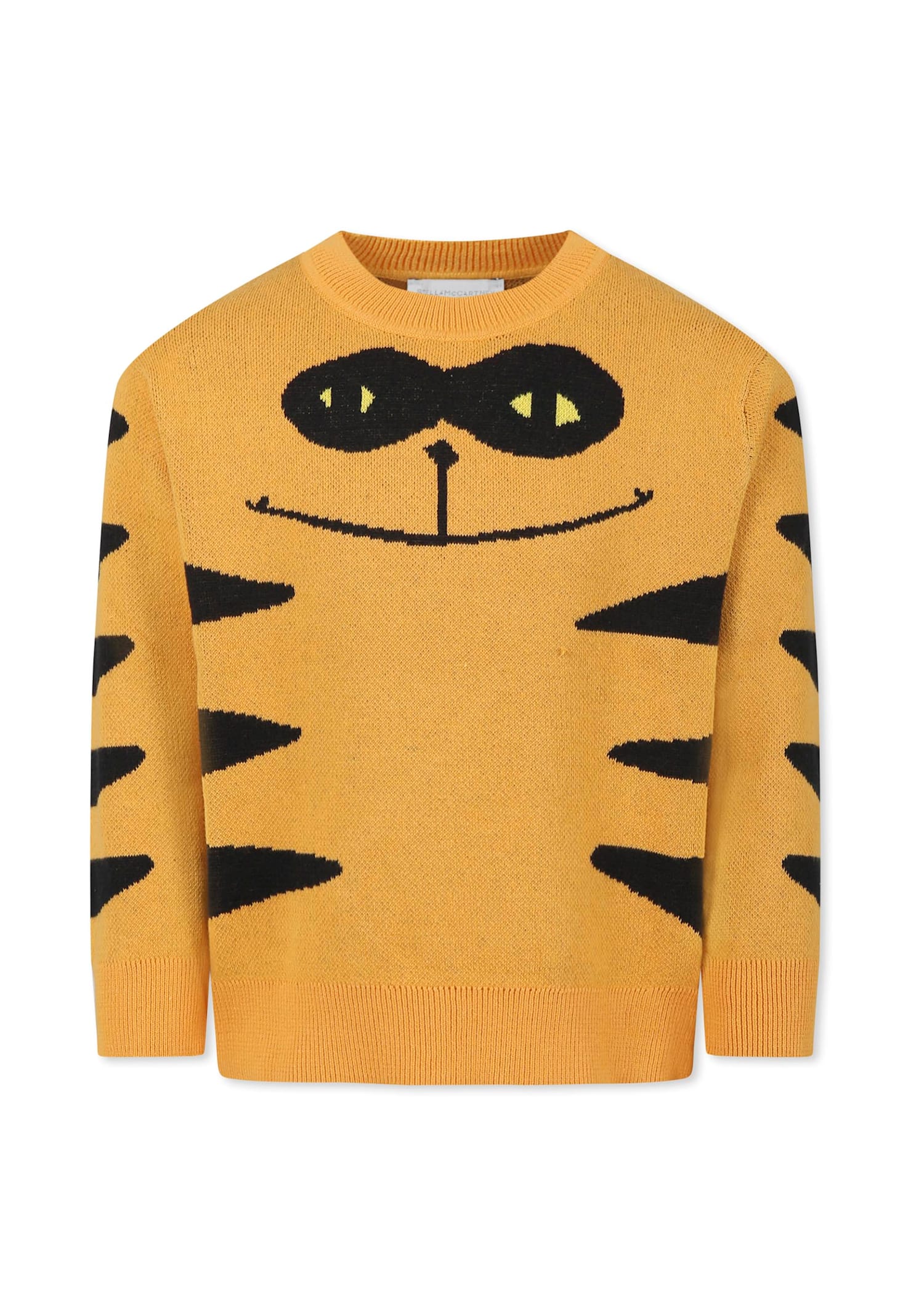 Stella McCartney Kids Orange Sweater For Boy With Cat