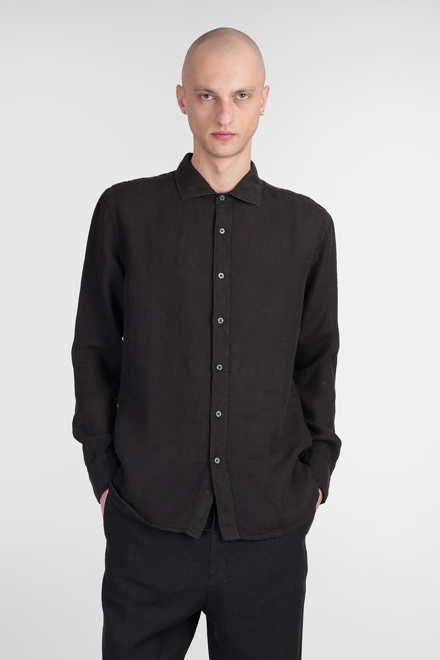 120% Lino Shirt In Black Linen