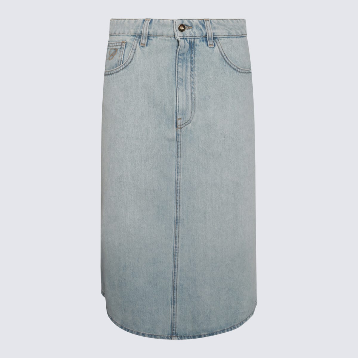 Blumarine Blue Cotton Denim Skirt