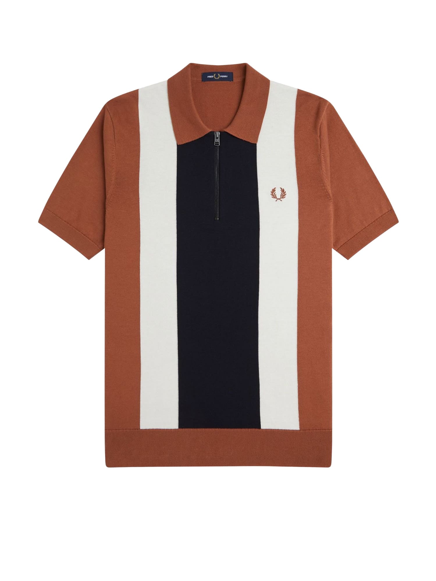 Fred Perry Cotton Knit Polo Shirt With Striped Motif