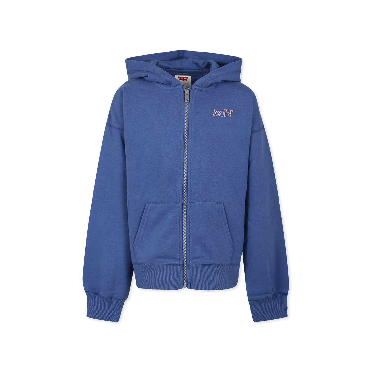 Levi's Blue Sweatshirt For Girl With Pink Logo
