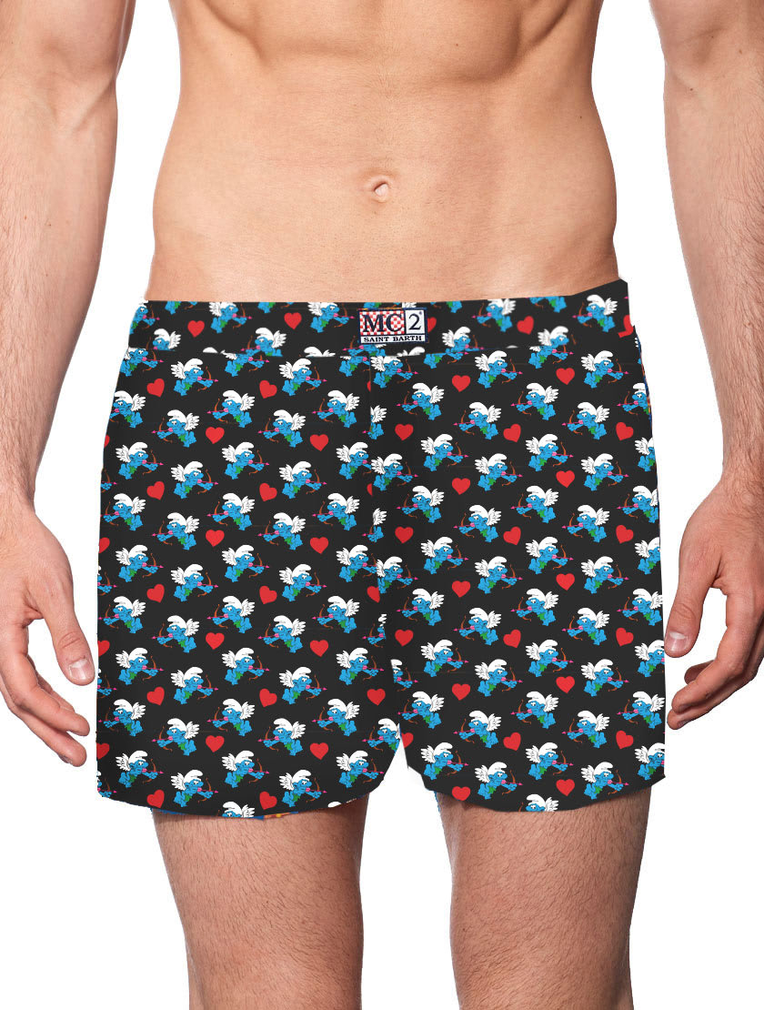MC2 Saint Barth Man Underwear Boxer Smurfs Print - peyo Speciale Edition