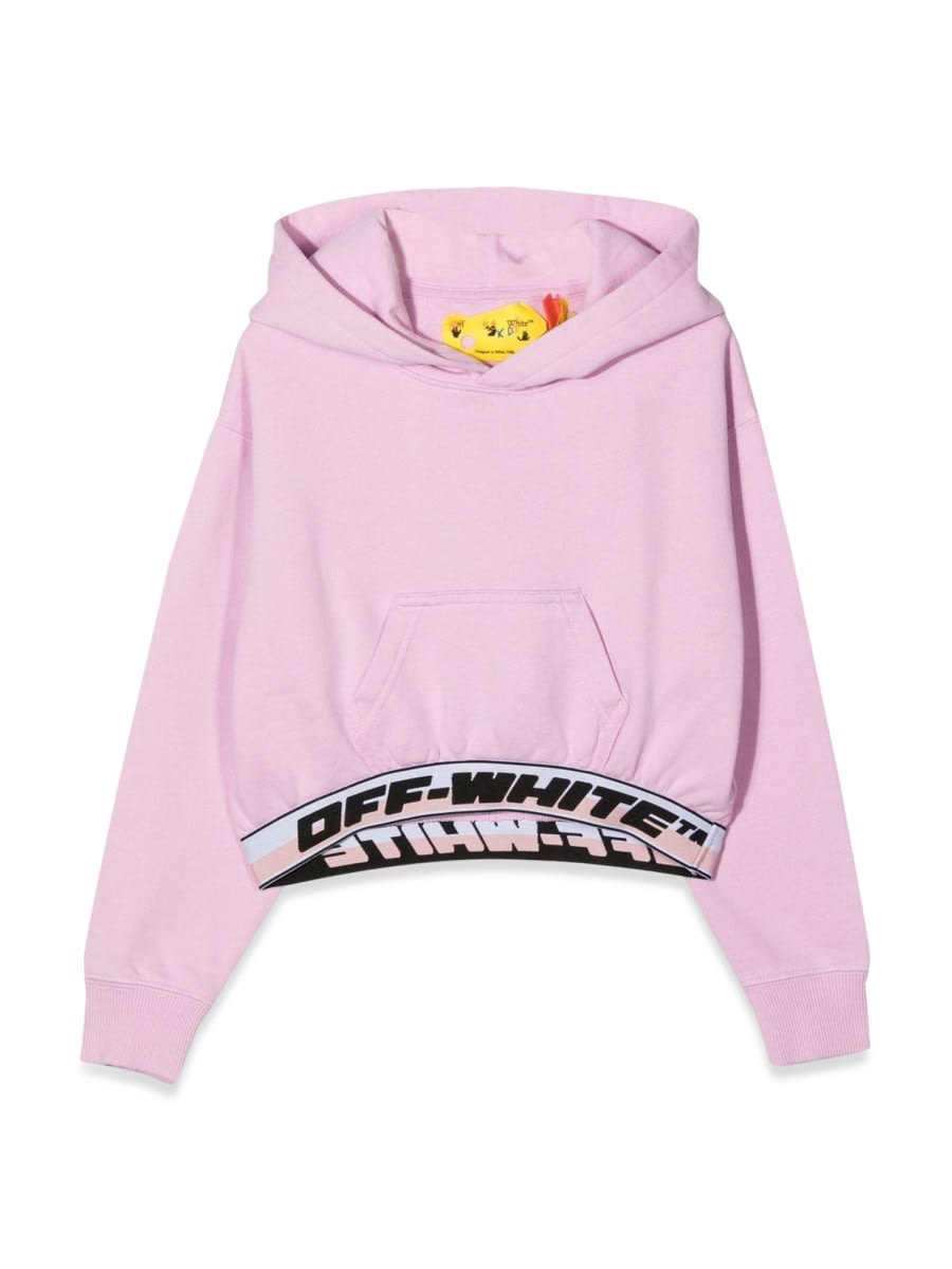 Off-White Logo Band Hoodie Crop