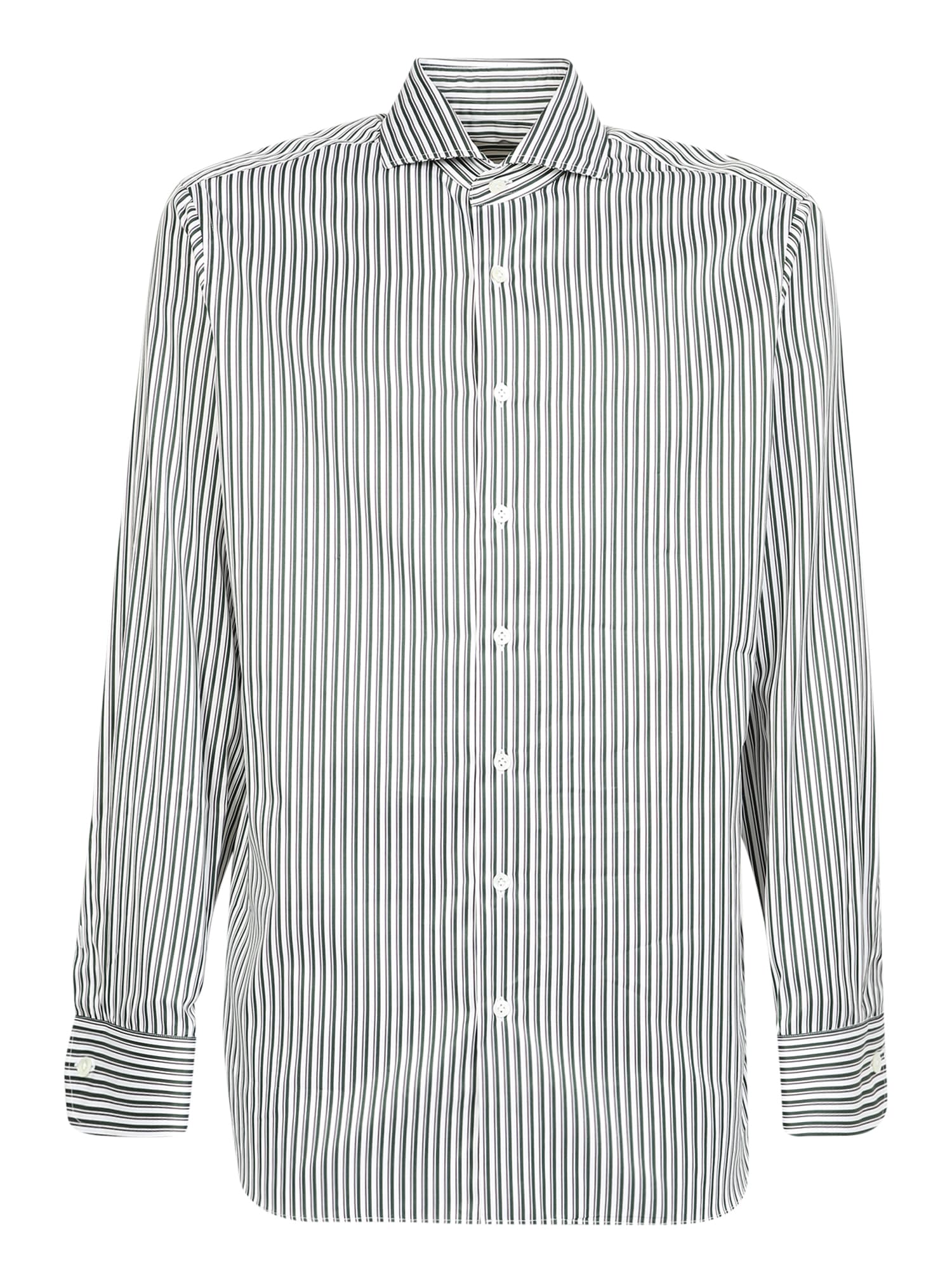 Lardini Striped Print Shirt Green And White
