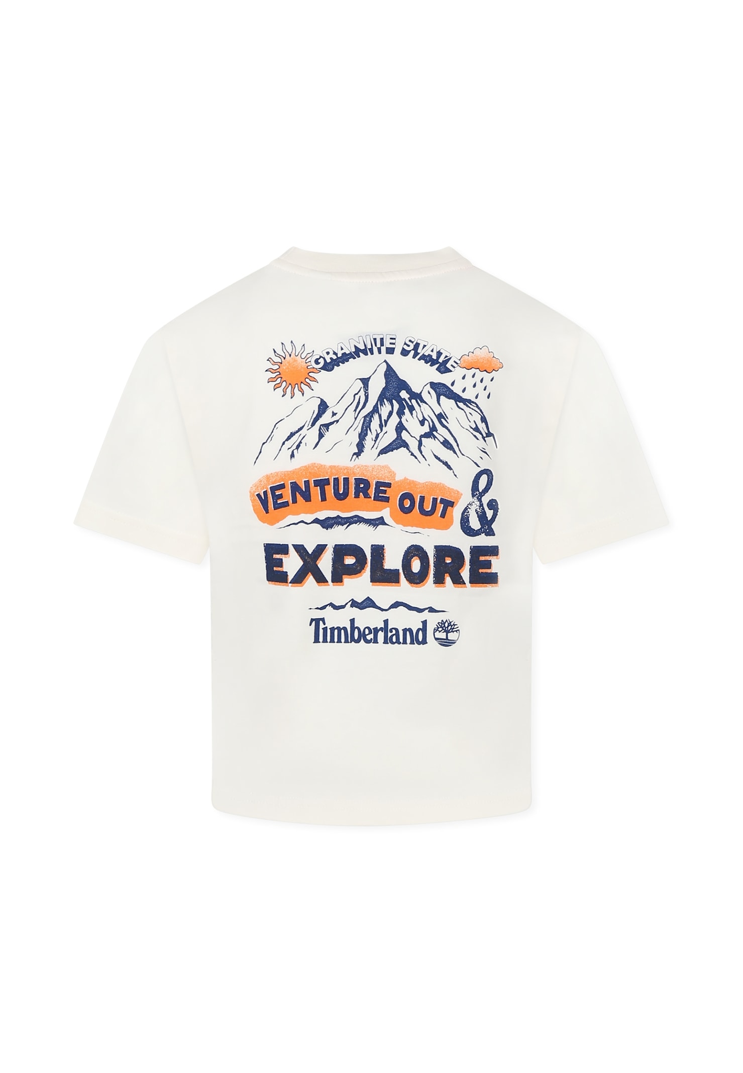 Timberland Ivory T-shirt For Boy With Logo And Landscape