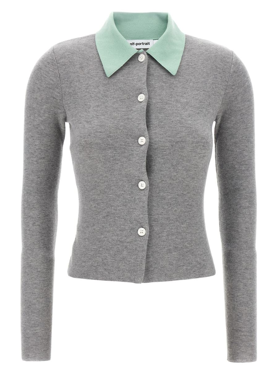 Self-Portrait 'Grey Merino Wool' Cardigan