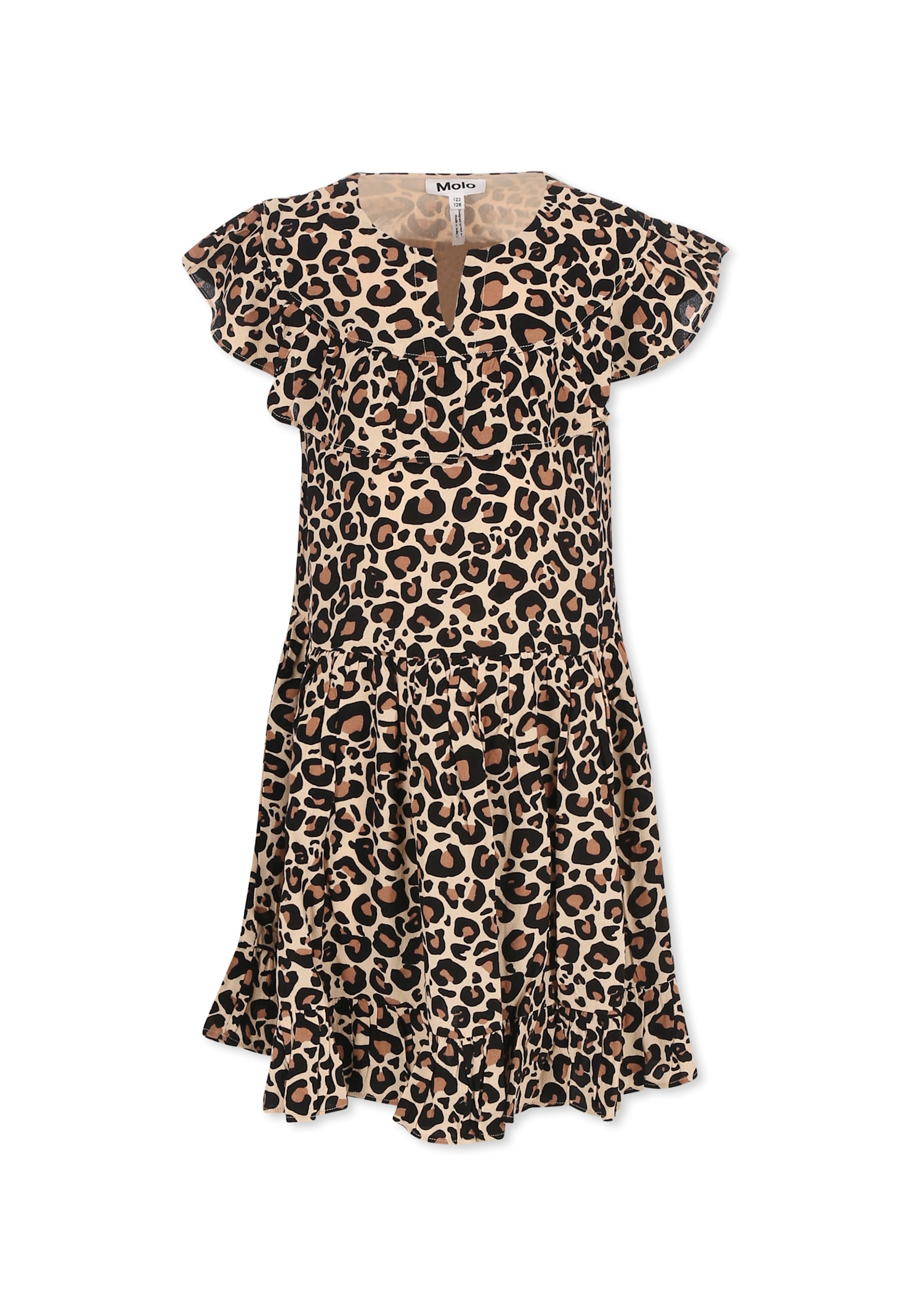Molo Brown Dress For Girl With Spotted Print