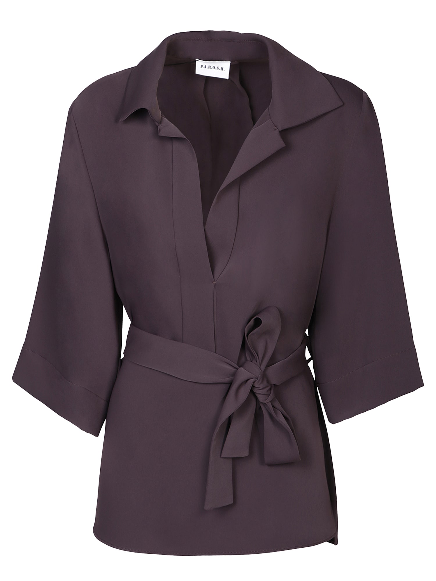 Parosh Dark Brown Cady V Blouse