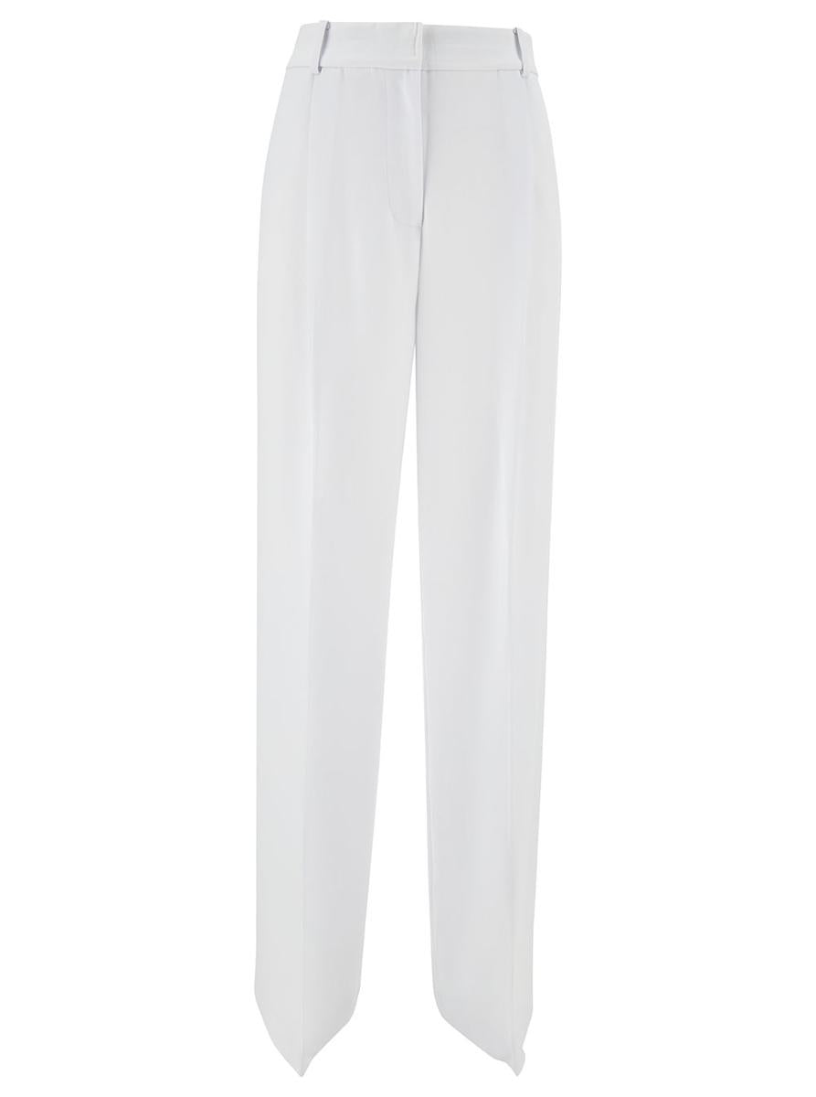 White Wide Leg Tailored Pants In Cotton Woman