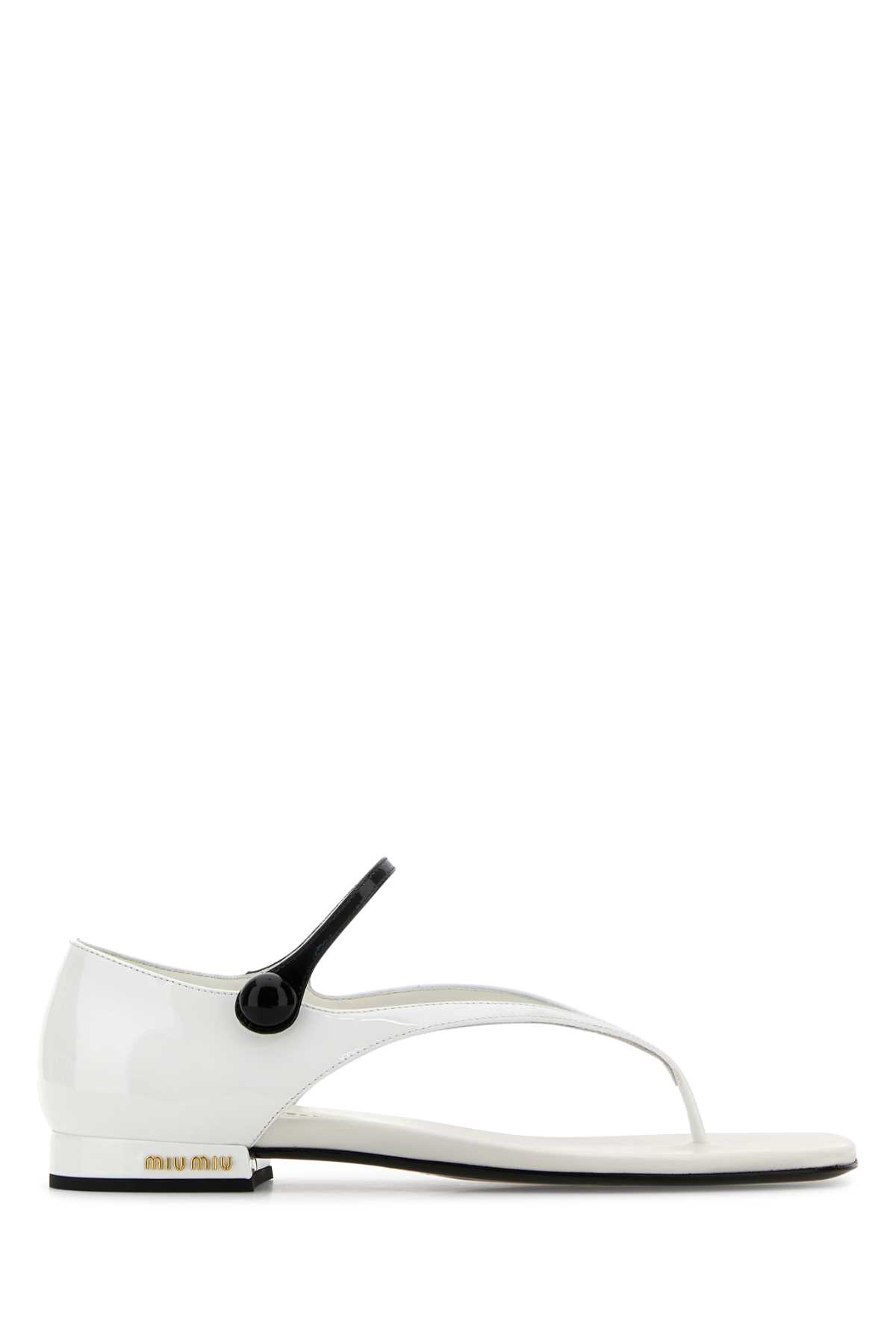 Miu Miu White Leather Thong Sandals