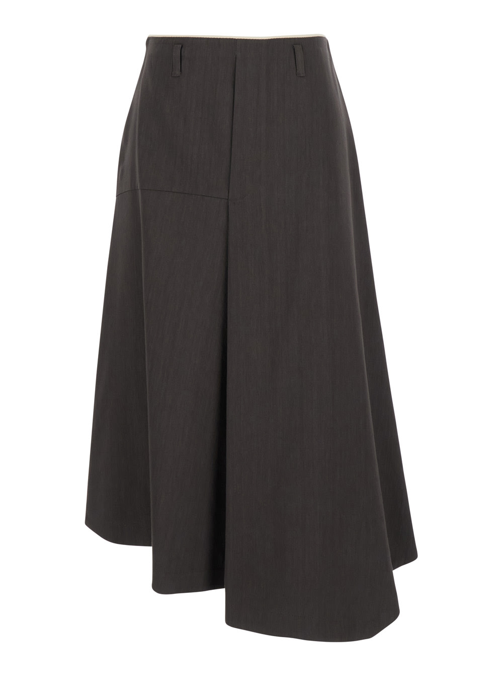 Tela sweet Brown Asymmetric Skirt With Side Zip Closure In Linen And Viscose Blend Woman