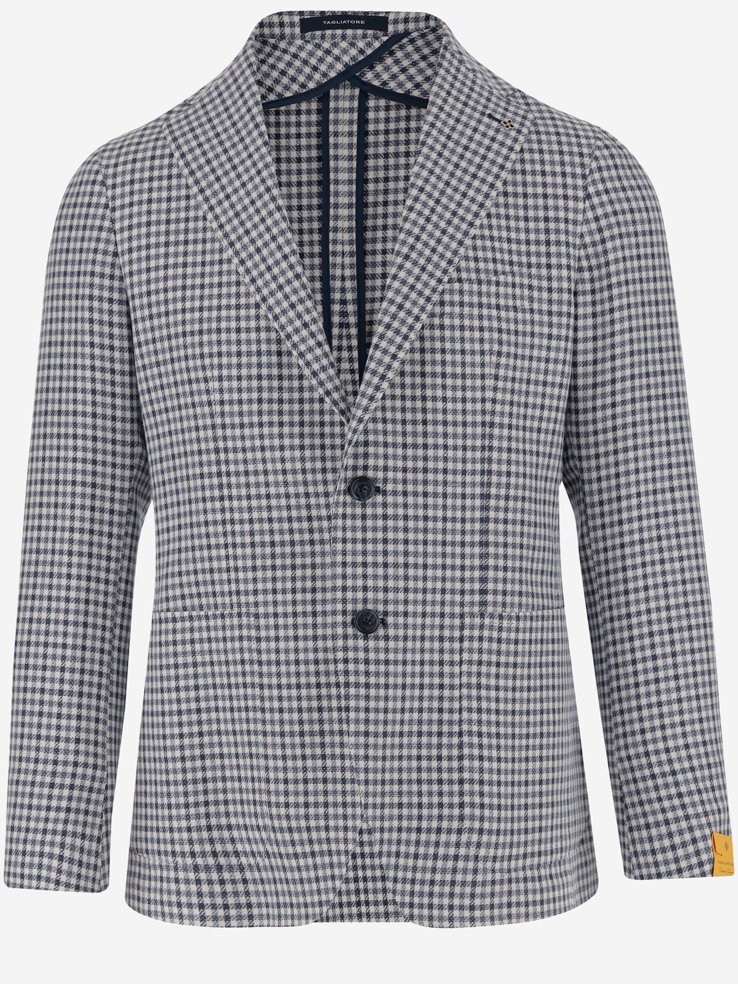 Tagliatore Linen Blend Single-breasted Jacket With Check Pattern