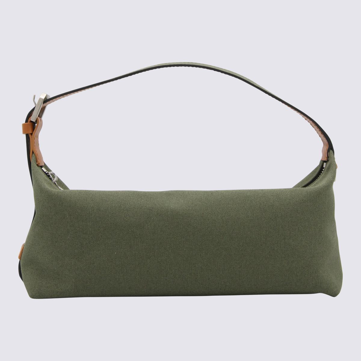 Eéra Green Canvas Long Moon Shoulder Bag