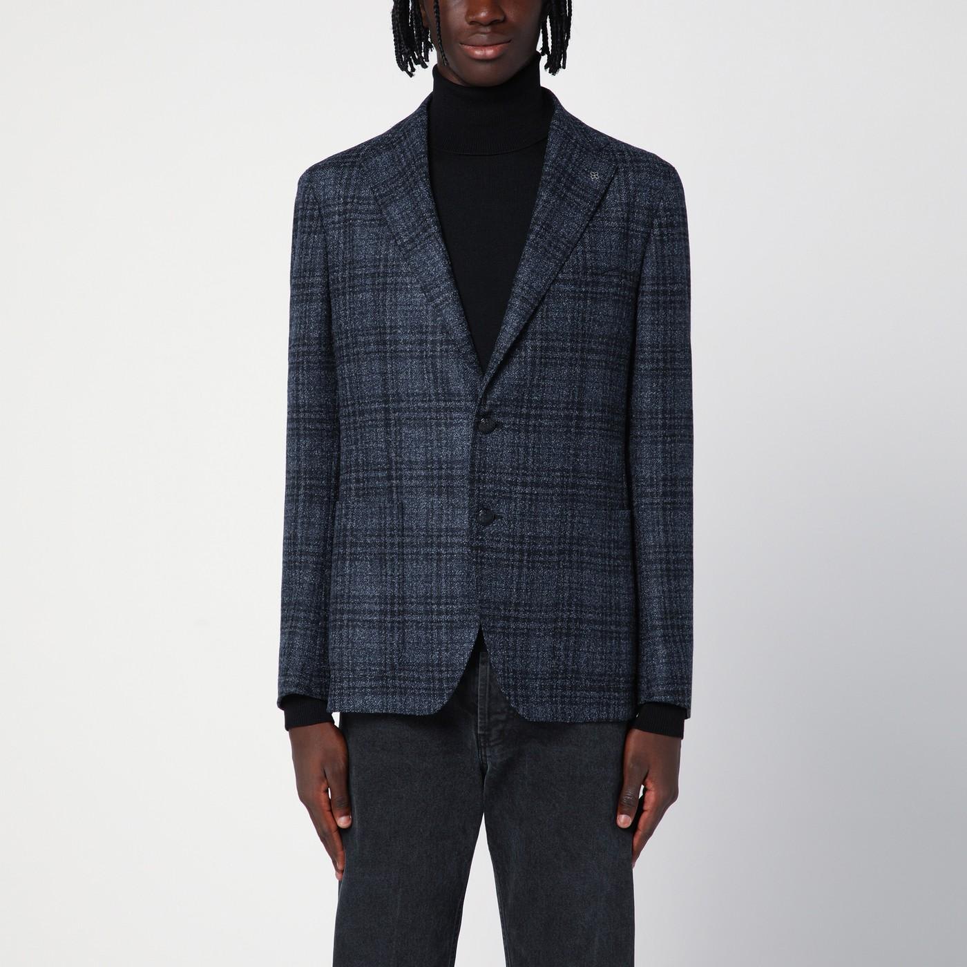 Tagliatore Blue Single-breasted Checked Jacket