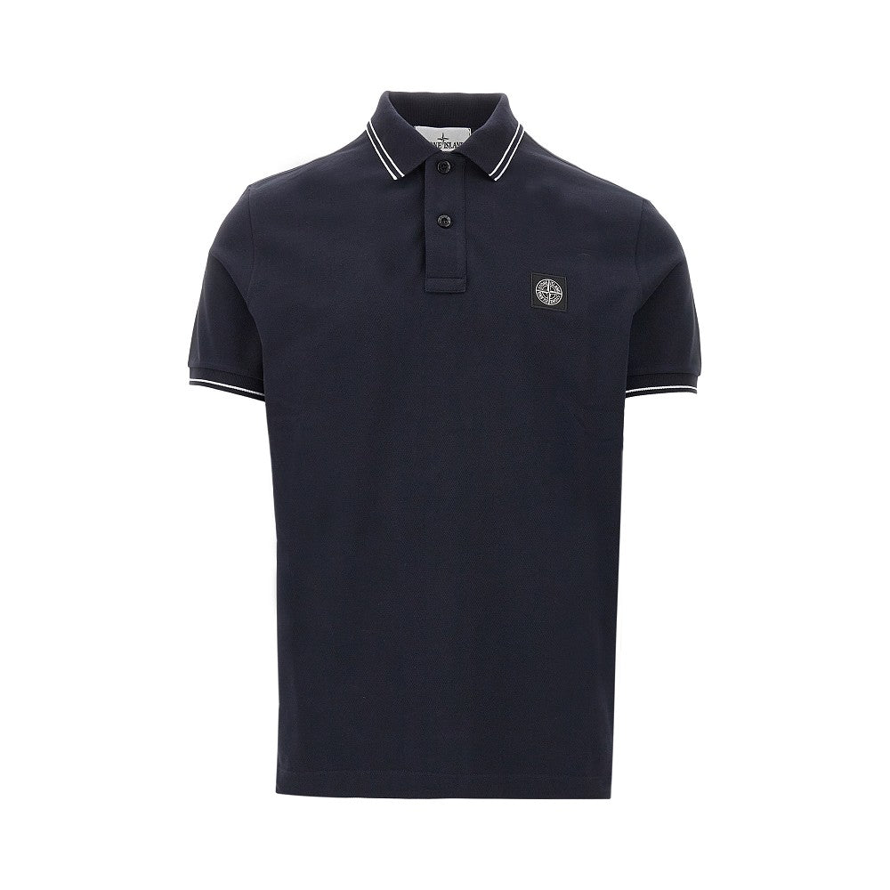 STONE ISLAND Stretch piquet polo shirt with logo patch Man