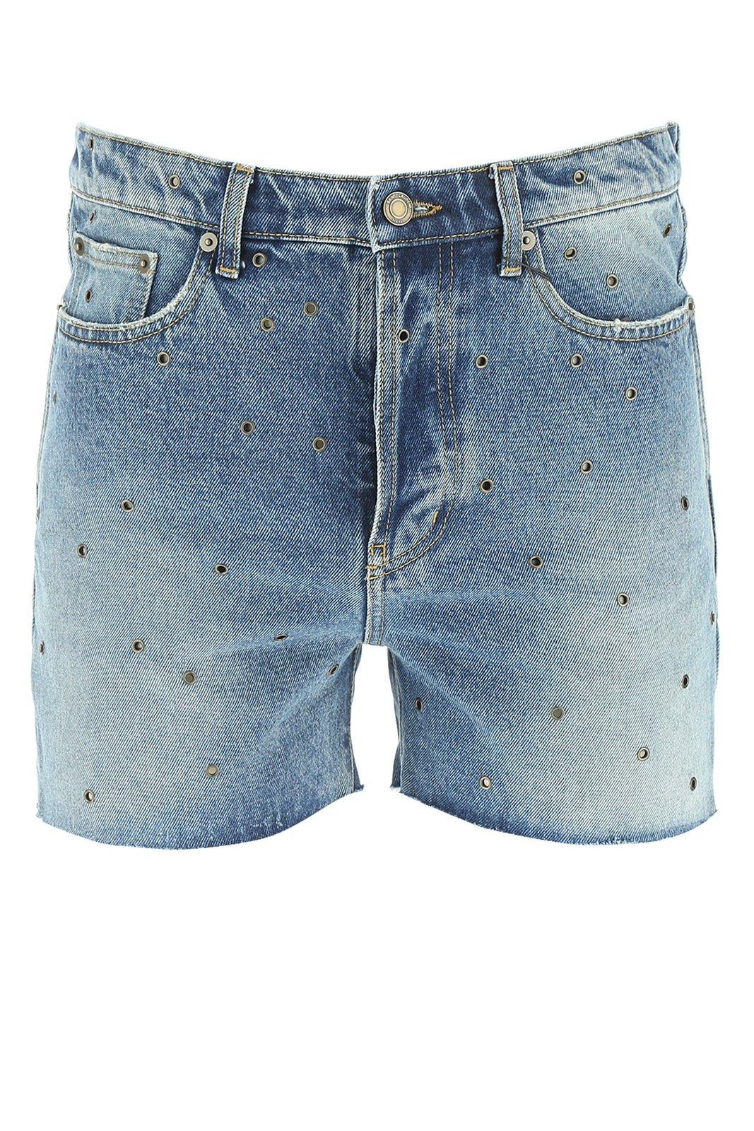 Saint Laurent Studded Denim Shorts