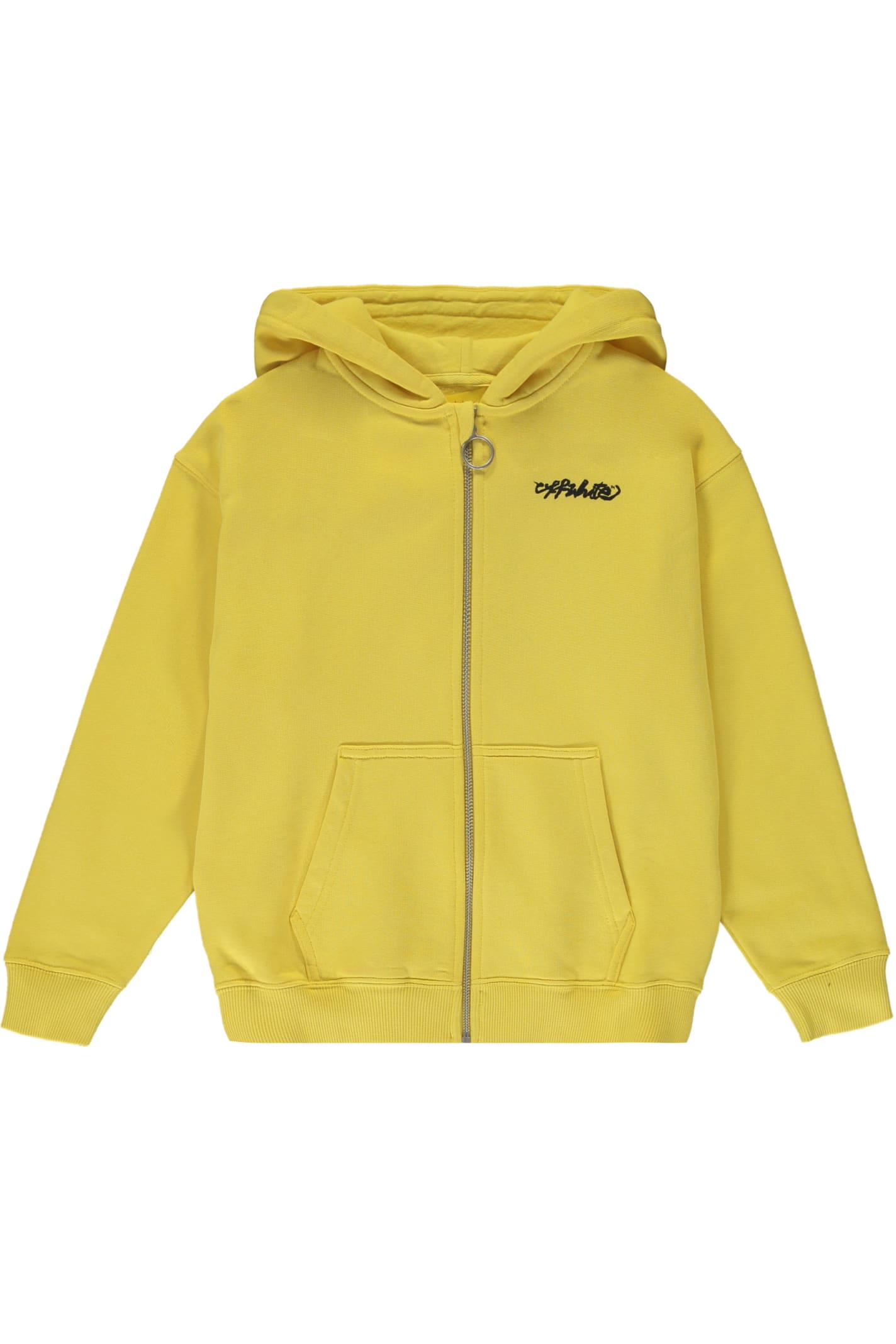 Off-White Cotton Full Zip Hoodie