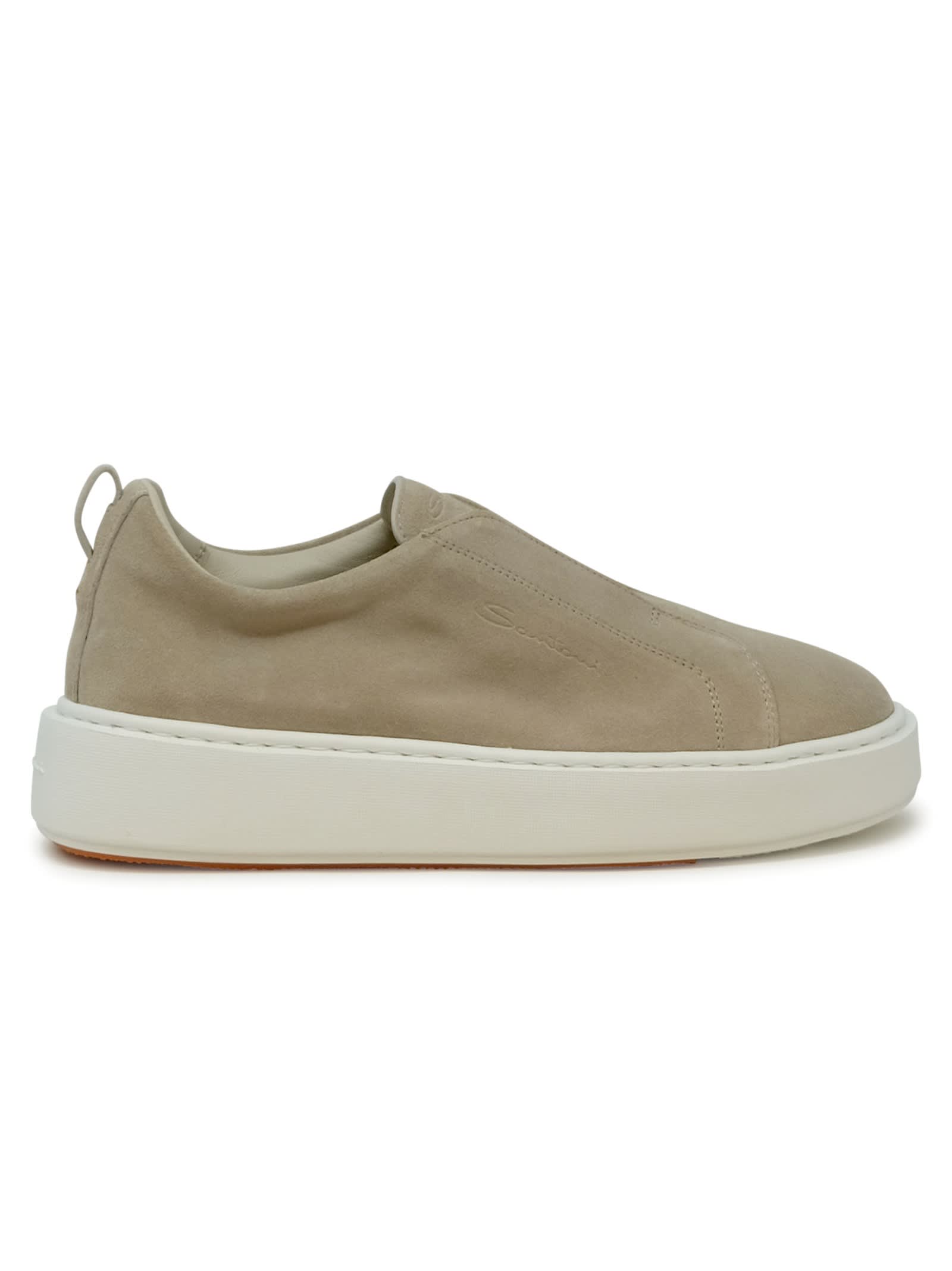 Santoni Beige Leather Sneaker