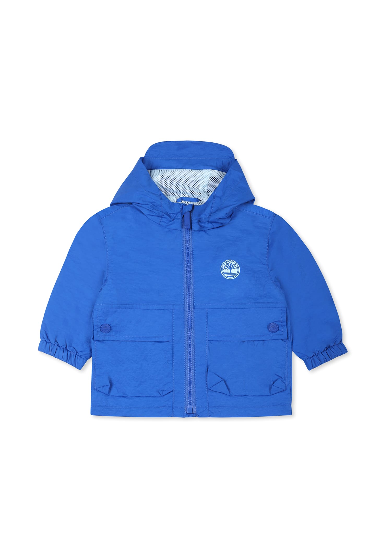 Timberland Light Blue Windbreaker Jacket For Baby Boy With Tree
