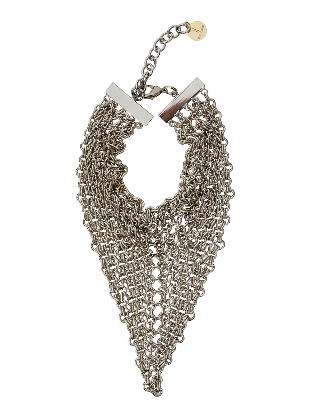 Silvia Gnecchi bandite Silver-colored Necklace With Chain Design And Logo Pendant In Brass Woman