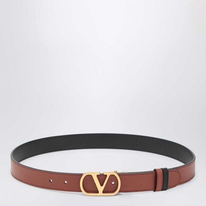 Valentino Garavani 双面Vlogo Signature腰带 棕色/黑色