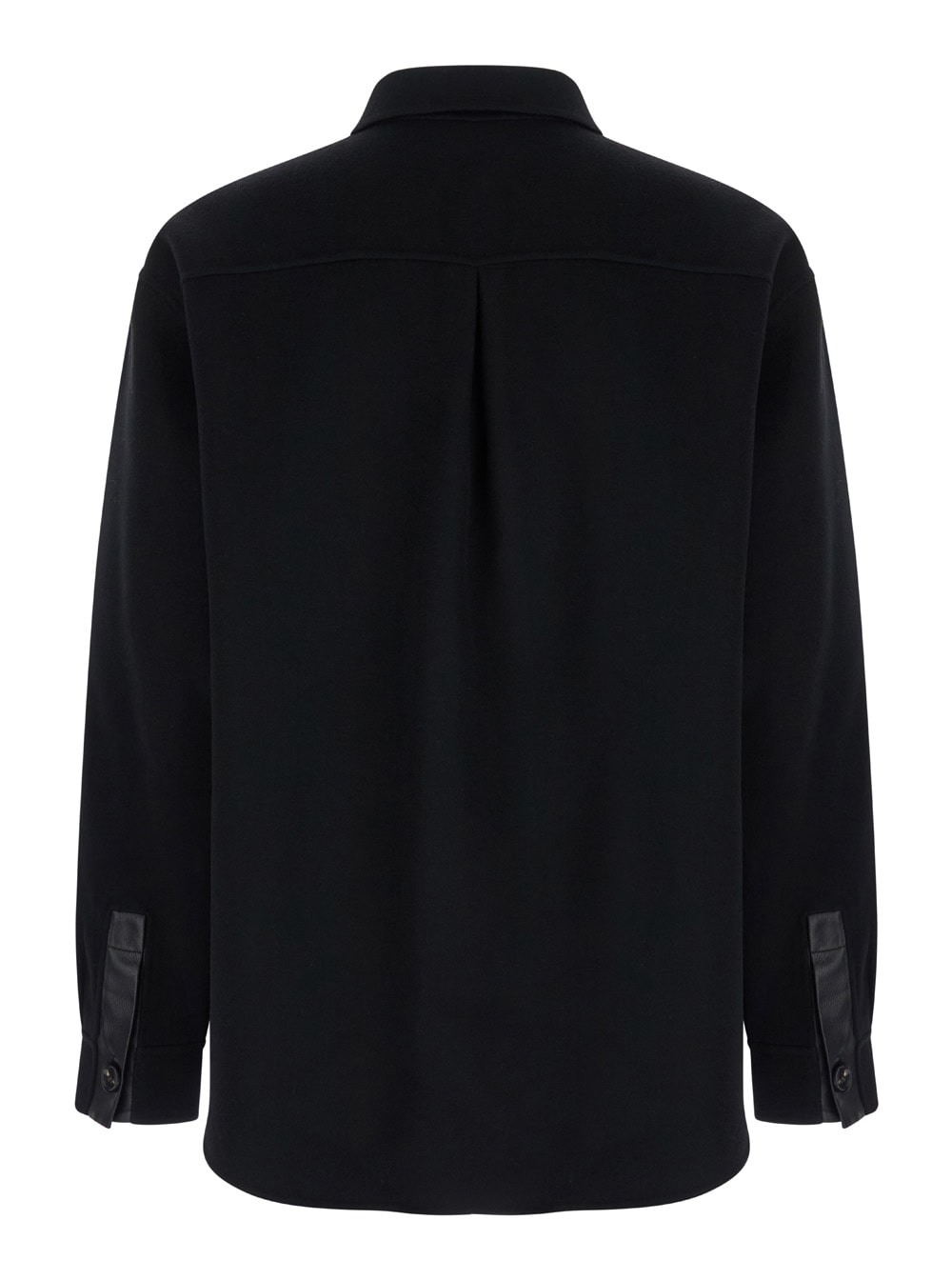 ARMA Black Oversized Shirt With Patch Pocket In Wool Man