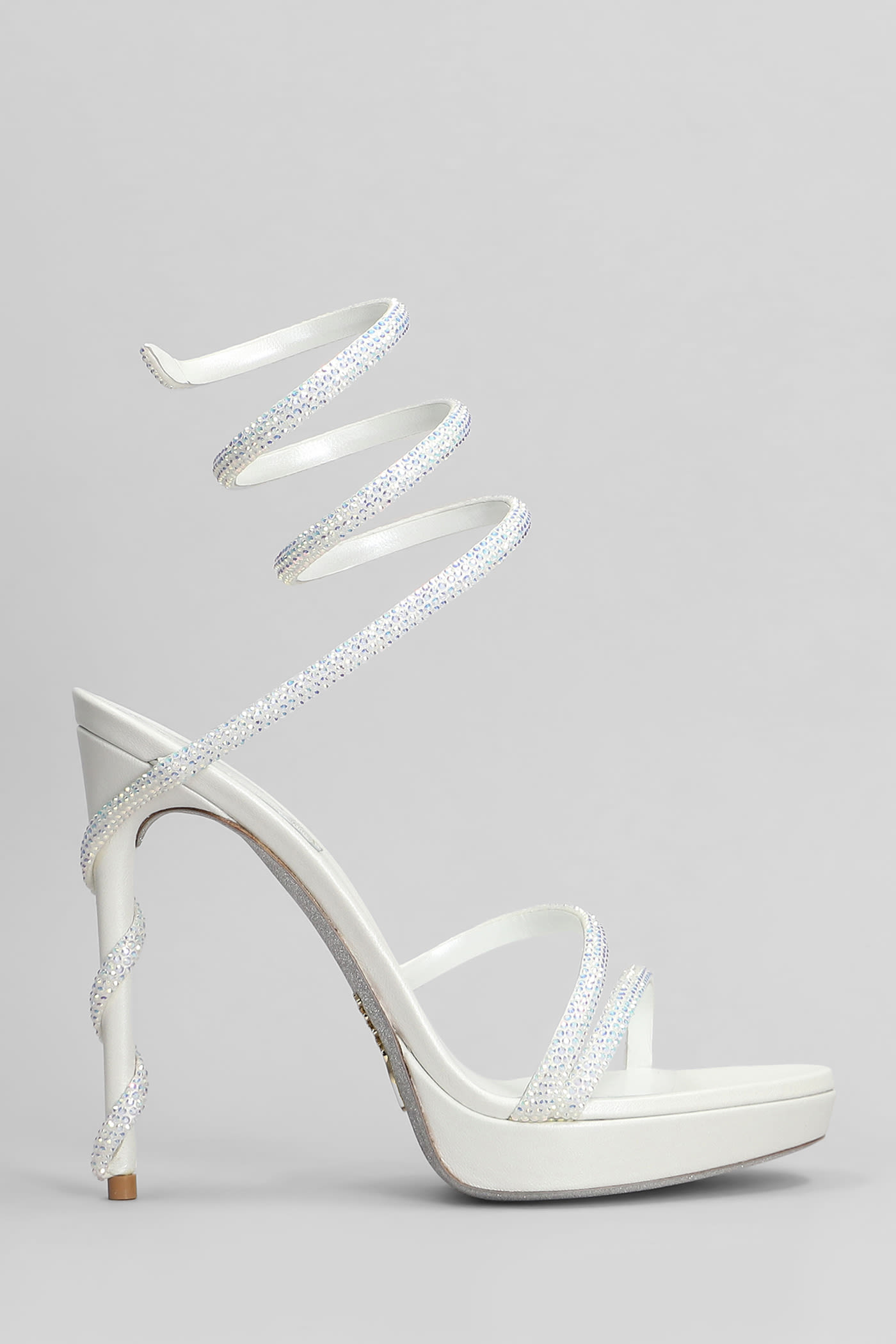 René Caovilla Margot Sandals In White Leather