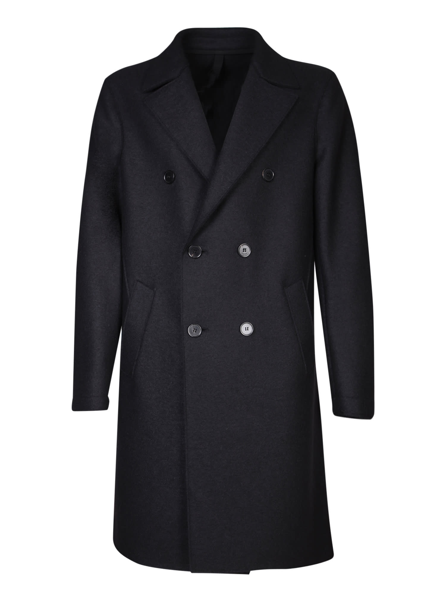 Harris Wharf London Oversized Double-breasted Black Wool Coat